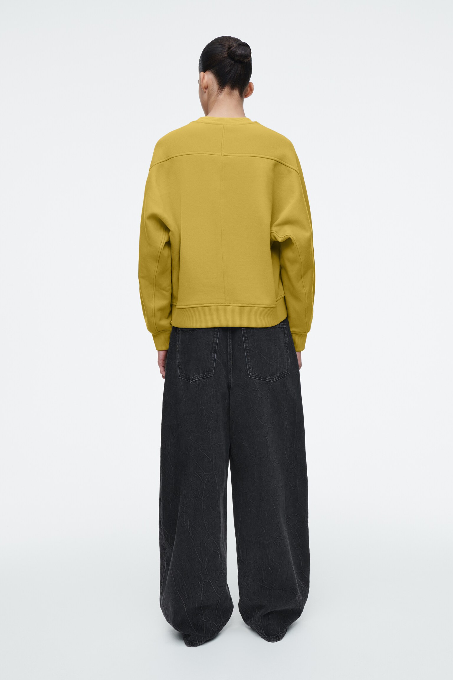 SWEAT SILHOUETTE ARRONDIE EN JERSEY DE COTON - Moutarde - 3