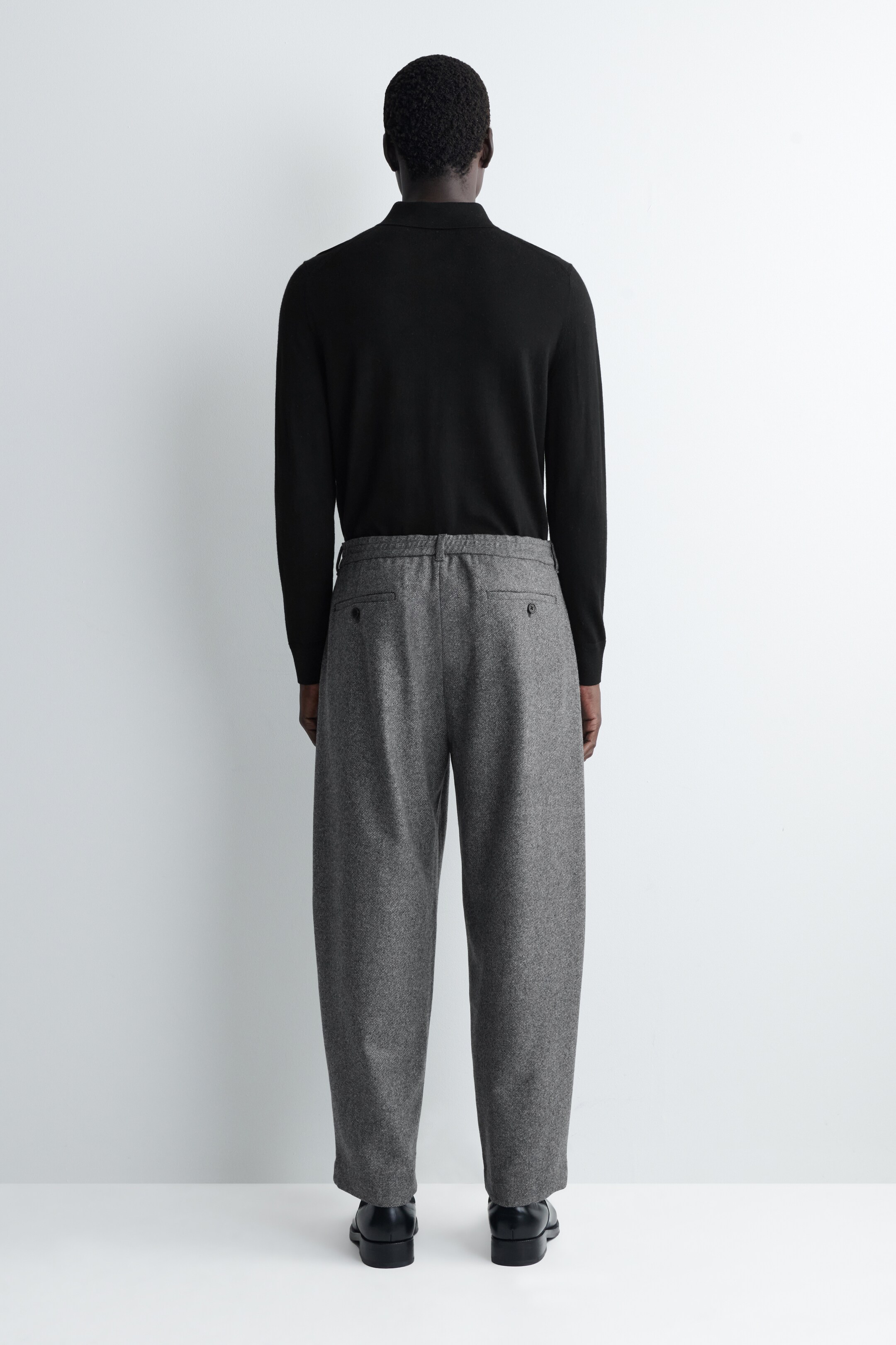 Ver imagem maior: Calças de lã com padrão birdseye e corte largo tipo barril - CINZA - HOMEM | H&M PT 4