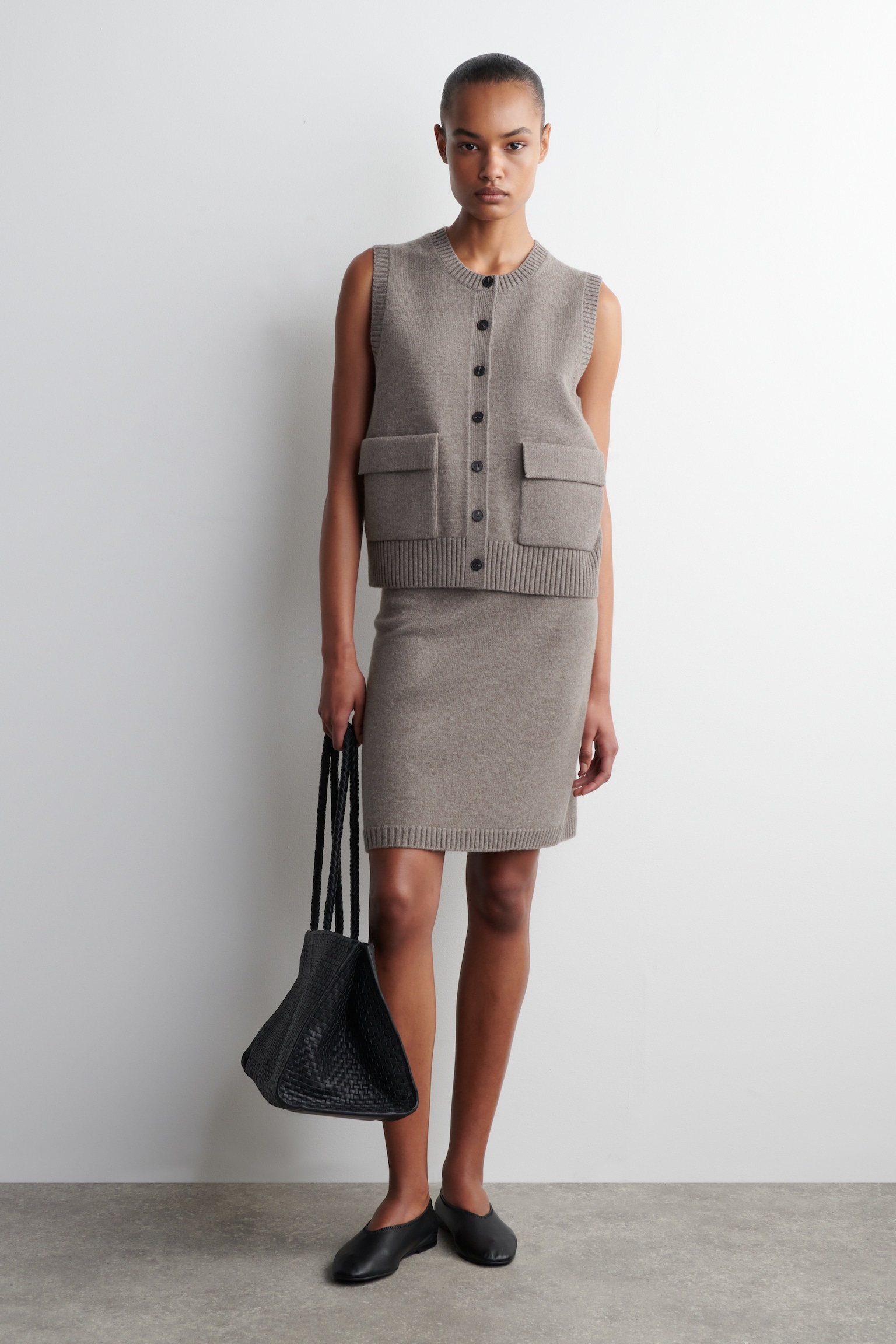MERINO WOOL MINI SKIRT - MOLE