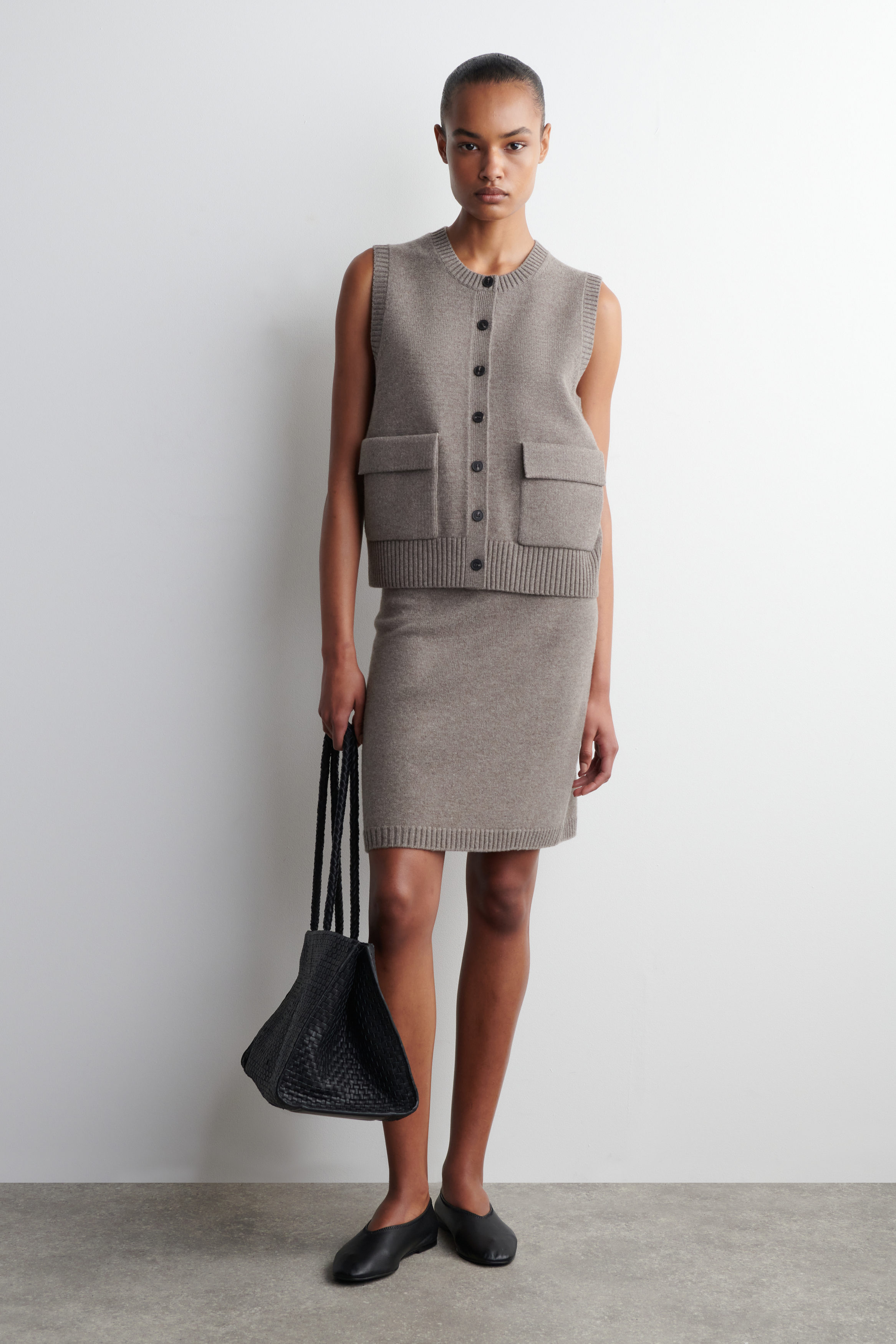 MERINO WOOL MINI SKIRT - MOLE | COS