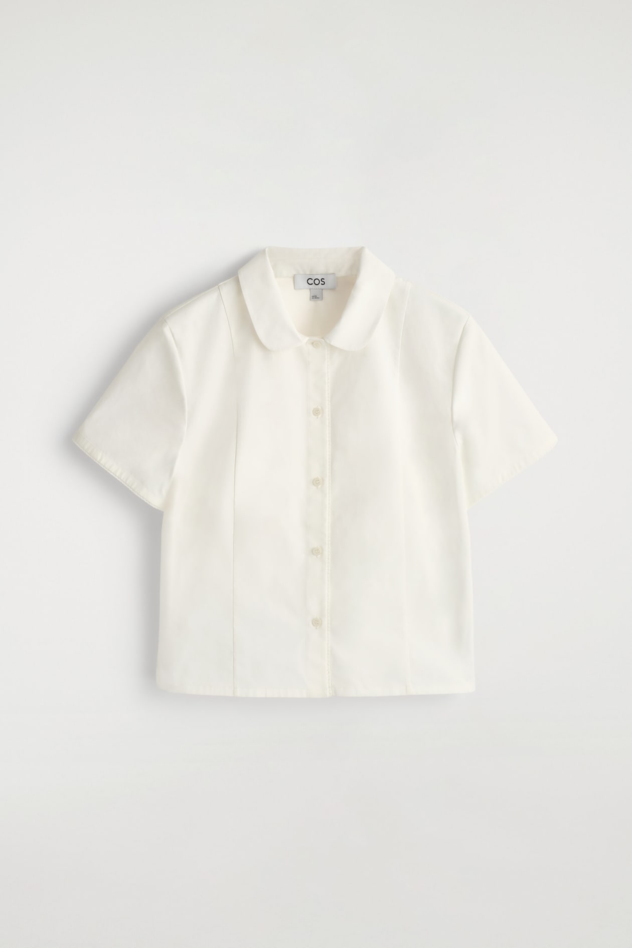 CURVED-COLLAR COTTON-POPLIN SHIRT — WHITE