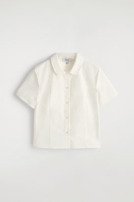 CURVED-COLLAR COTTON-POPLIN SHIRT — WHITE 8