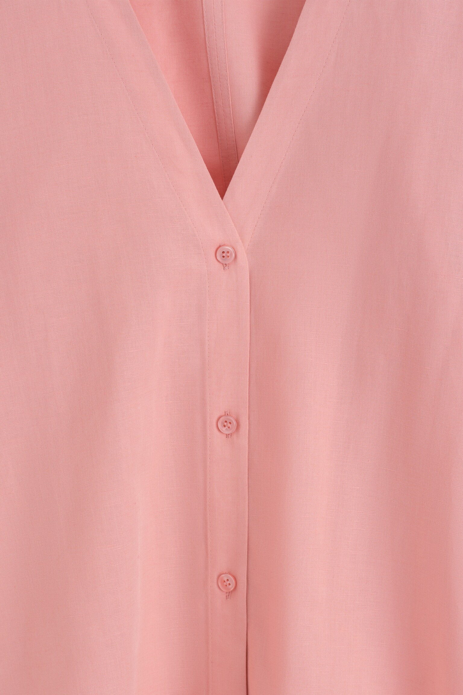 CAMICIA IN LINO E COTONE CON SCOLLO A V - ROSA/MARRONE SCURO - 5