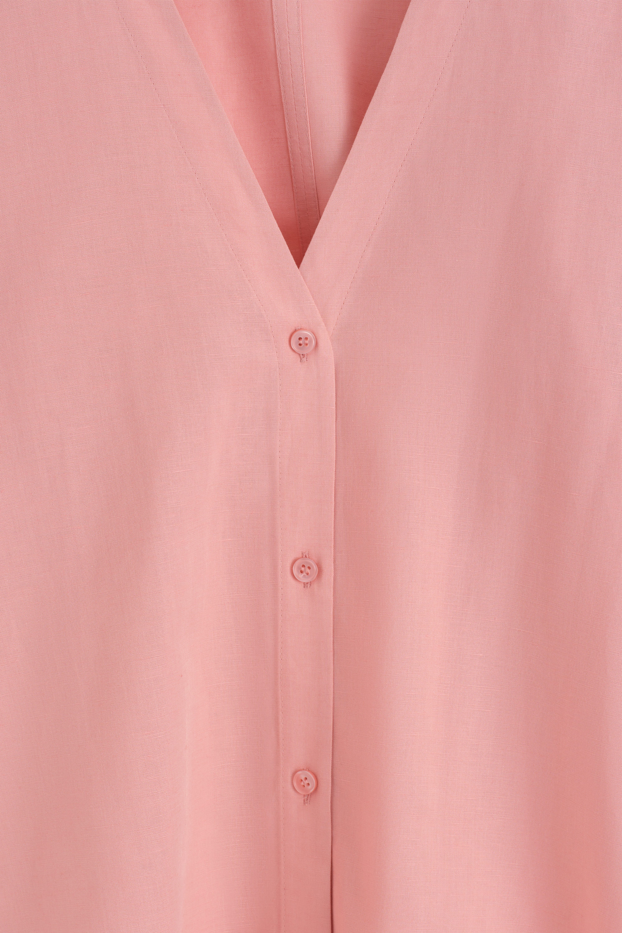 V-NECK LINEN-COTTON SHIRT - PINK | COS