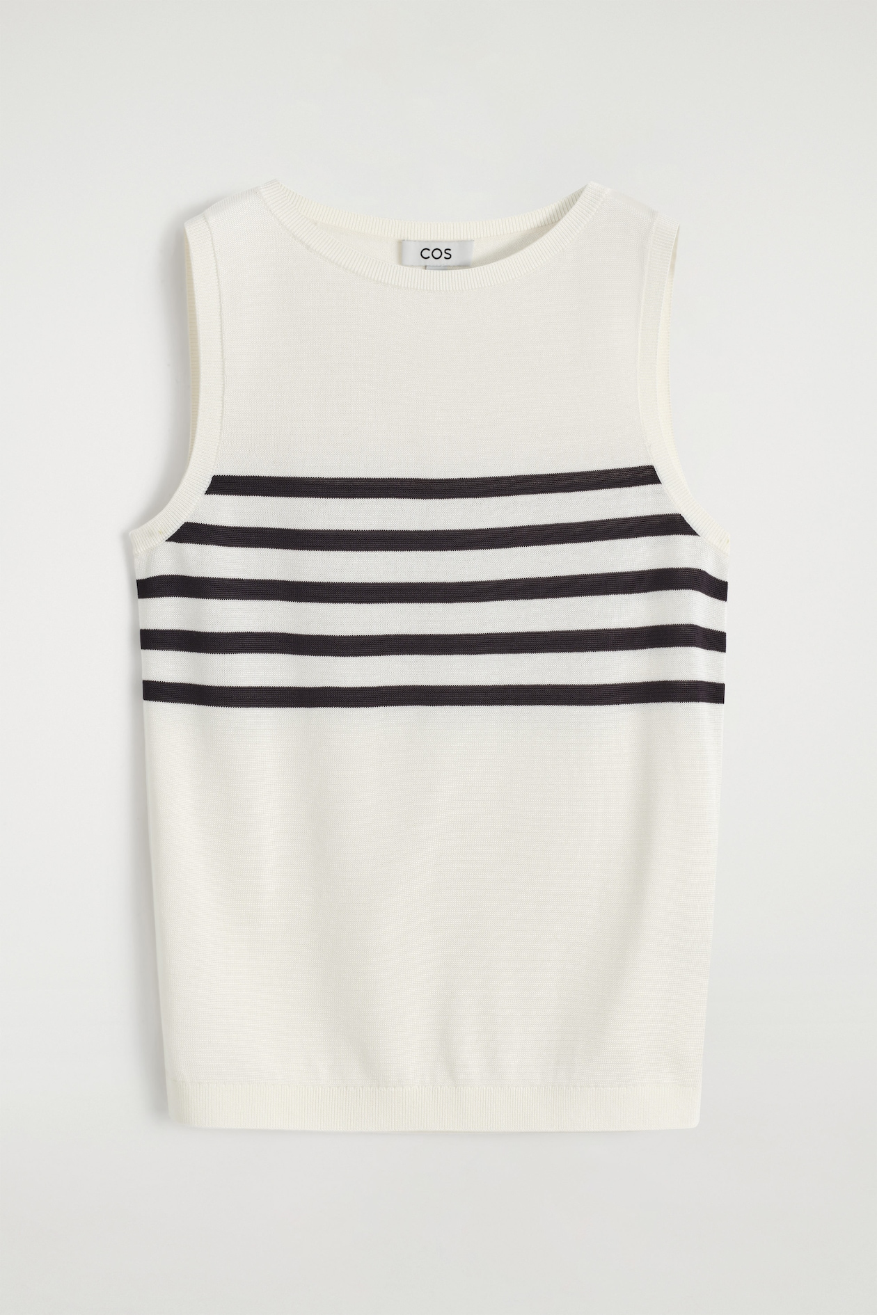 STRIPED KNITTED TANK TOP — WHITE / BLACK / STRIPED