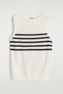 STRIPED KNITTED TANK TOP — WHITE / BLACK / STRIPED 2