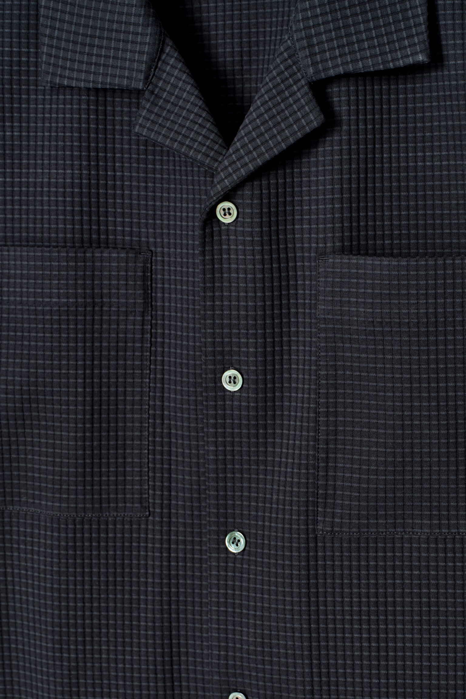 CHEMISE RESORT DÉCONTRACTÉE EN COTON TEXTURÉ - BLEU MARINE/BRUN - 3