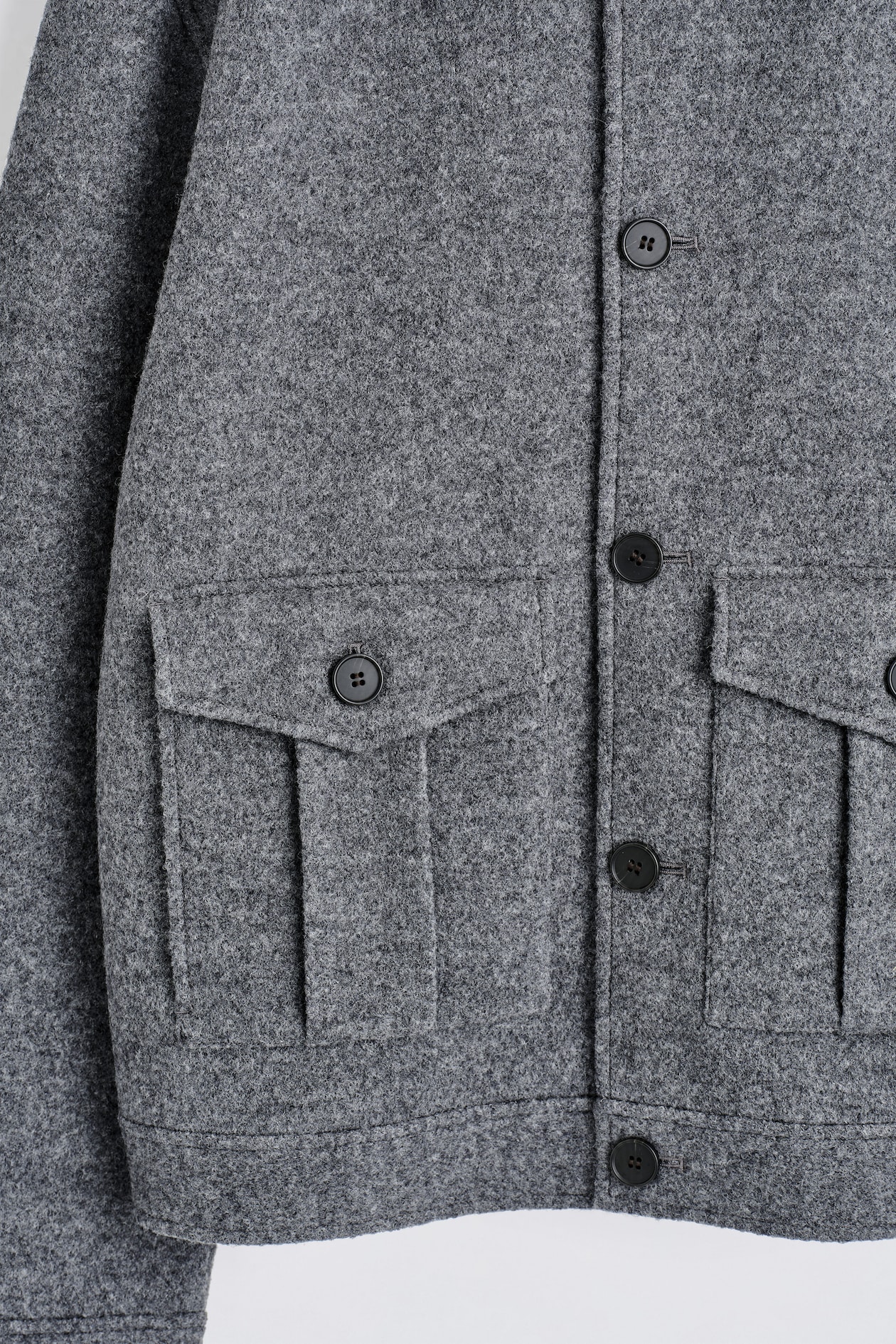 BOILED-WOOL JACKET — GREY MÉLANGE