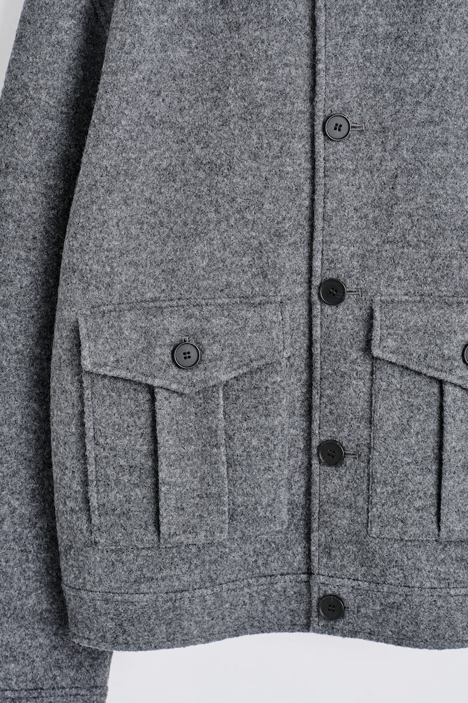 BOILED-WOOL JACKET — GREY MÉLANGE