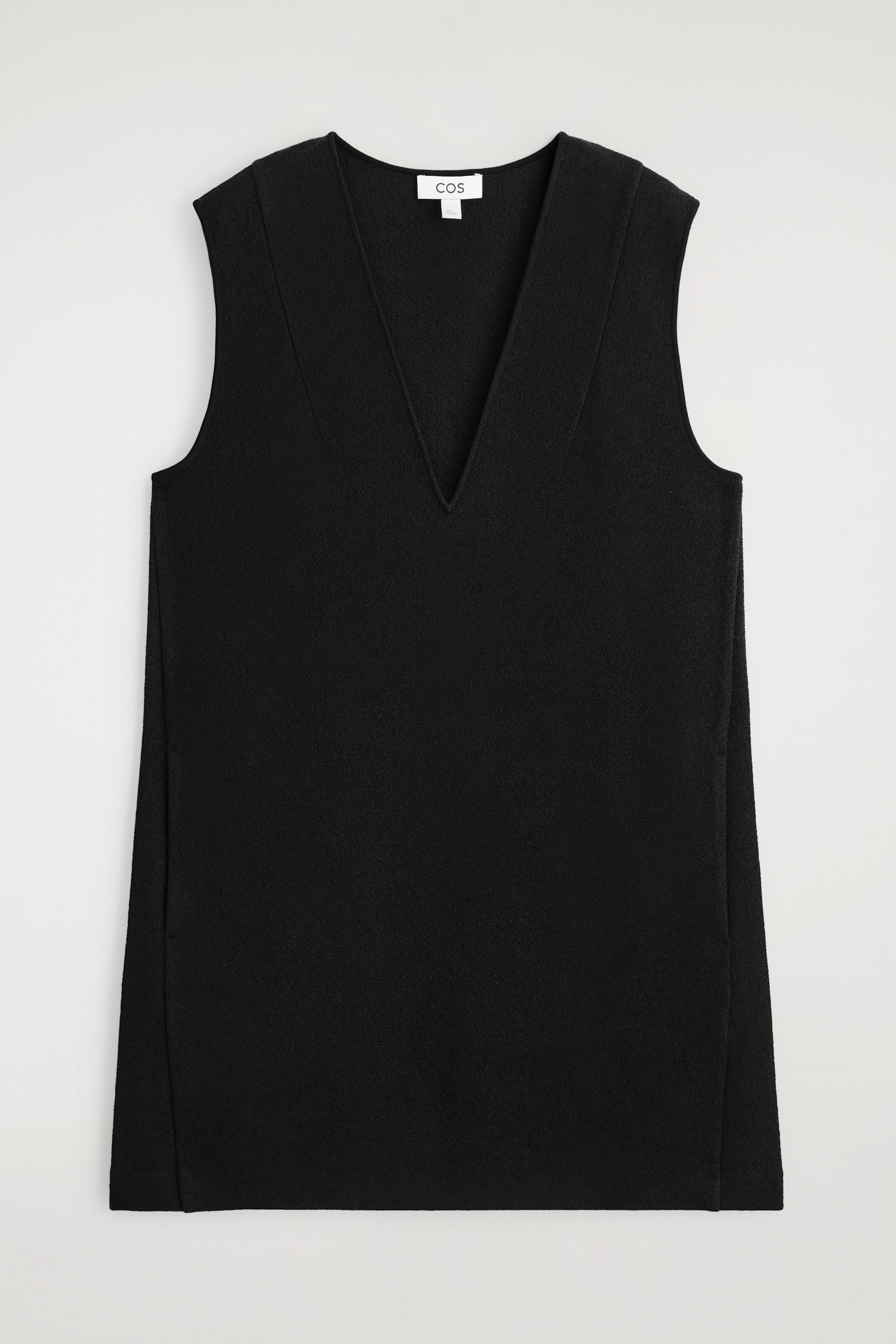 BOILED WOOL V-NECK MINI DRESS - BLACK | COS US