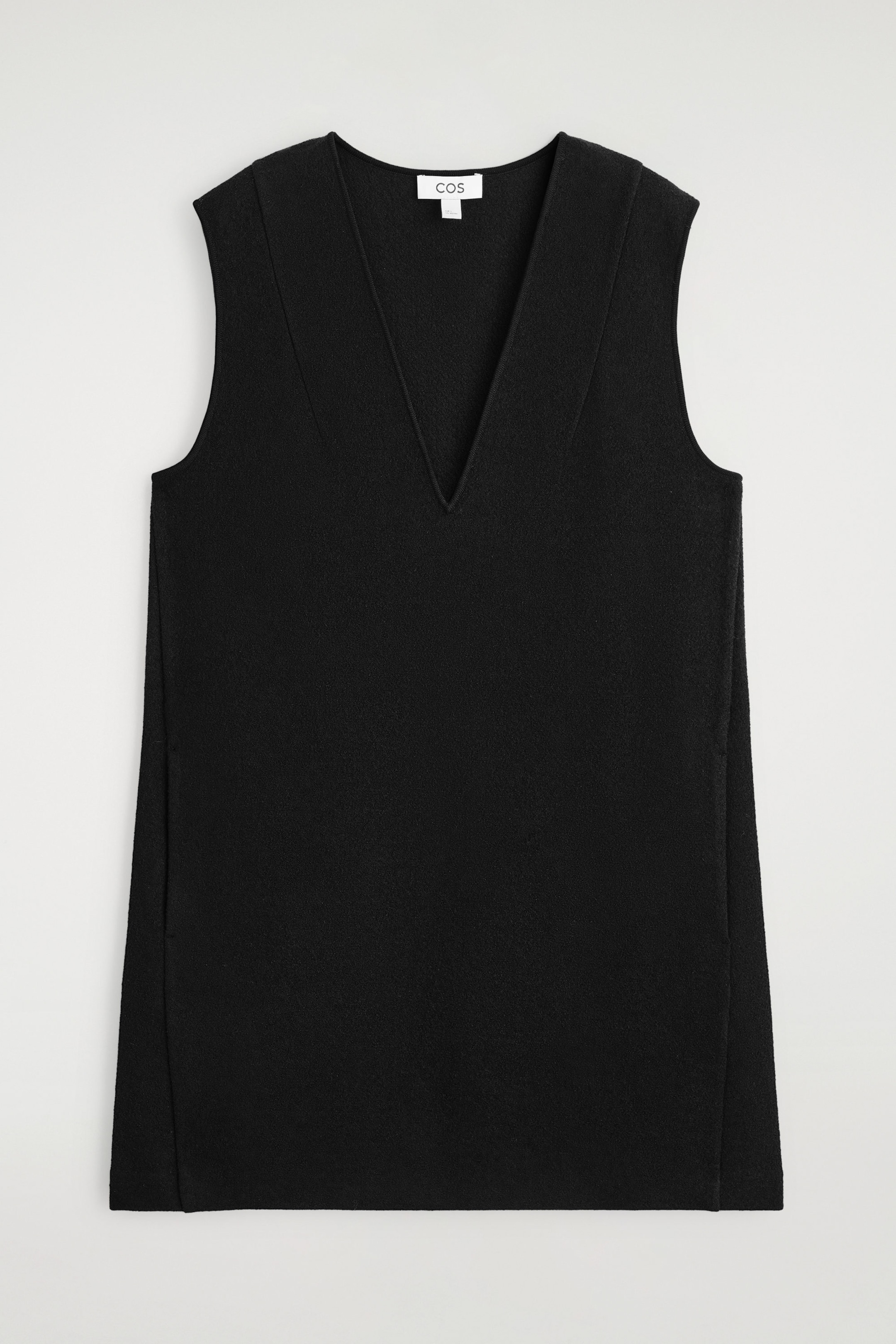 BOILED WOOL V-NECK MINI DRESS