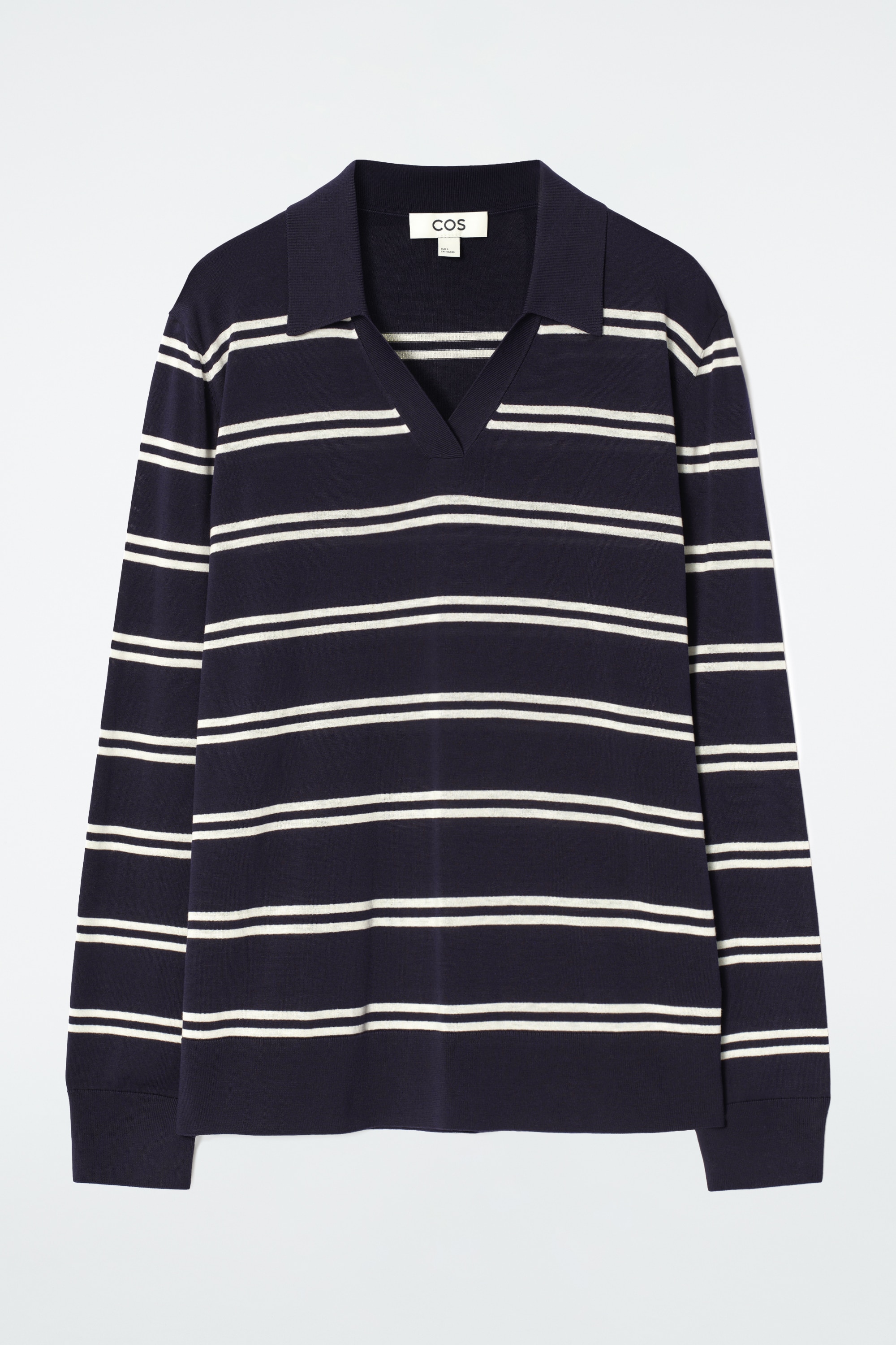 POLOSHIRT AUS SEIDENSTRICK - NAVYBLAU/GESTREIFT