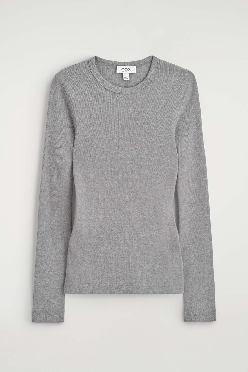 Slim Ribbed Cotton Long-Sleeved Top