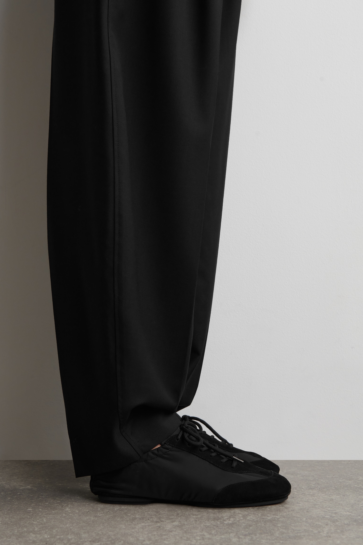 SNEAKERS BALLERINE IN PELLE SCAMOSCIATA E NYLON - NERO/BORDEAUX - 3