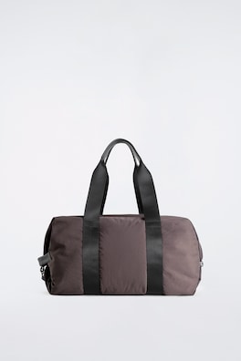 LEATHER-DETAIL DUFFEL BAG - NYLON — DARK BROWN 4