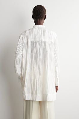 BIB-FRONT CRINKLED-COTTON SHIRT — WHITE 5