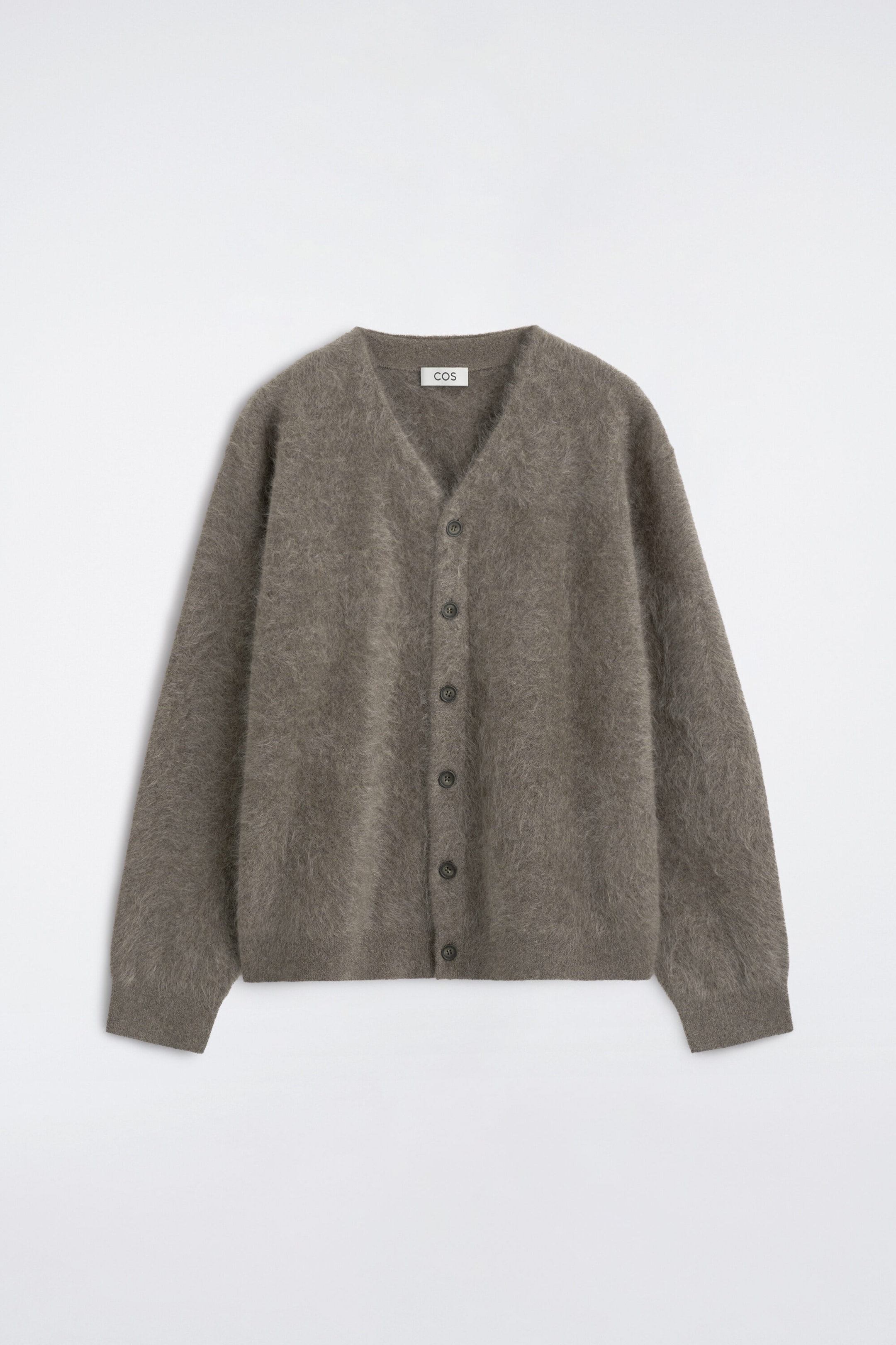 BRUSHED PURE CASHMERE V-NECK CARDIGAN