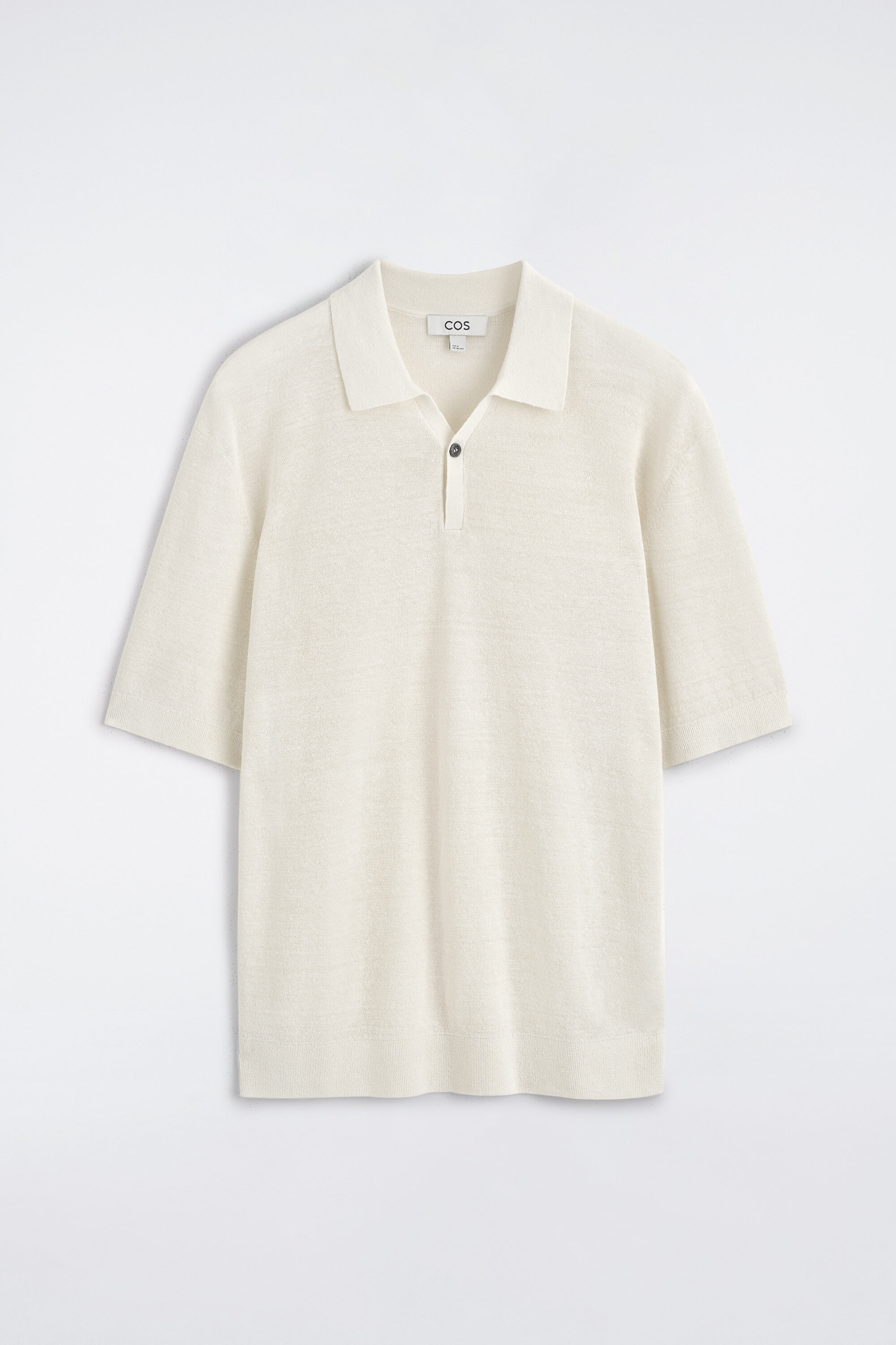 トップス LIDNM Te/Ca Milled Light Polo TEXTURED KNITTED LINEN POLO SHIRT - CREAM | COS US