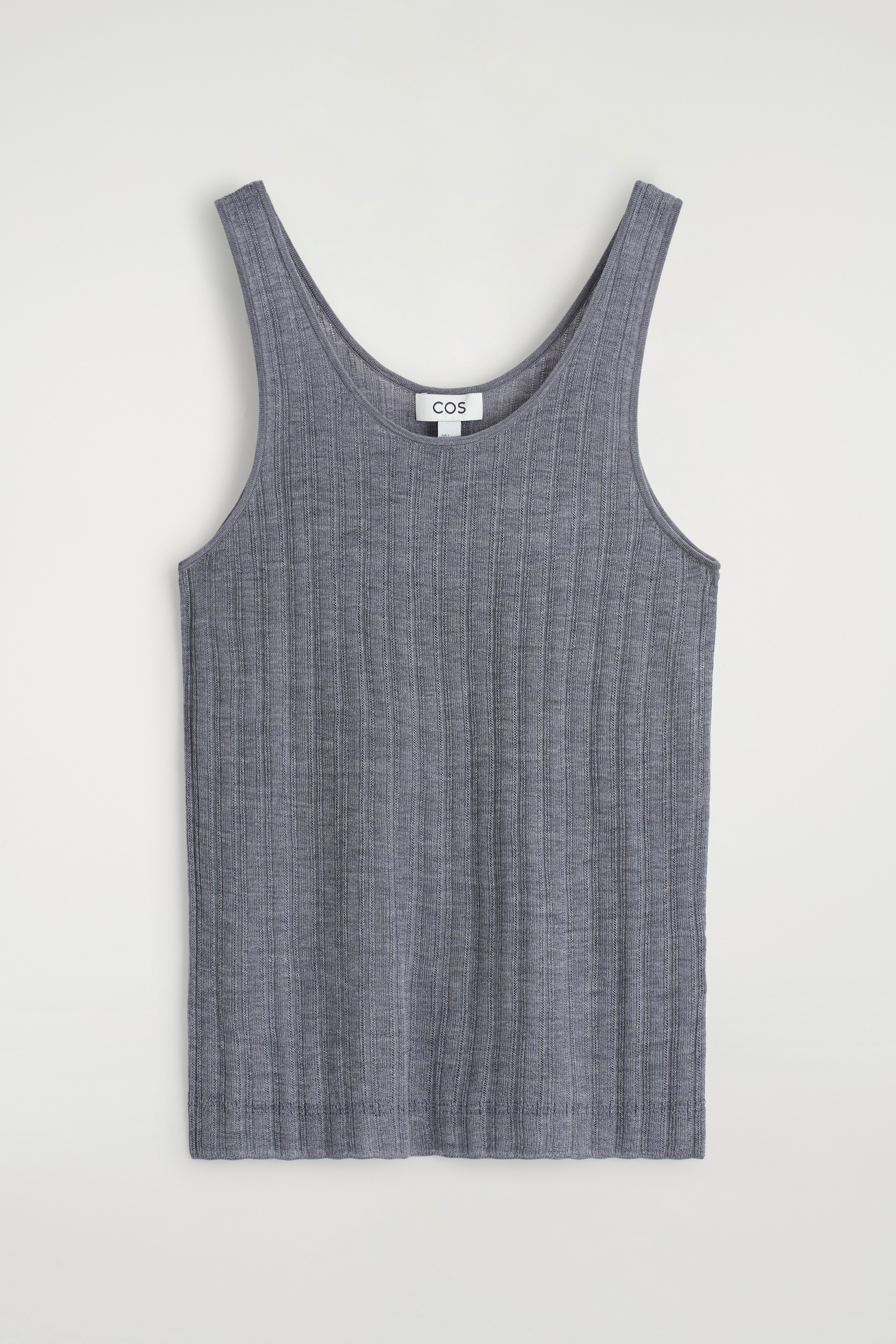 GERIPPTES TANKTOP AUS SEIDE - GRAU MELIERT