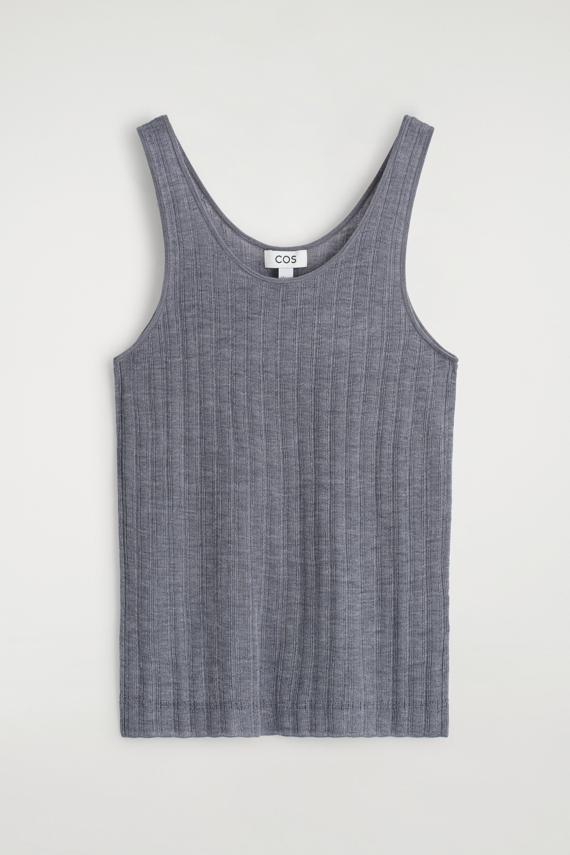 RIBBED-KNIT SILK TANK TOP - GRAY MÉLANGE | COS