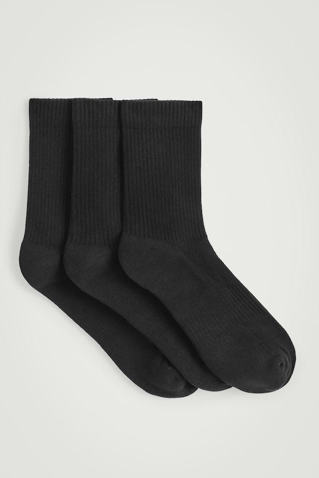 3ER-PACK GERIPPTE SPORTSOCKEN - SCHWARZ/CREMEWEISS - 1