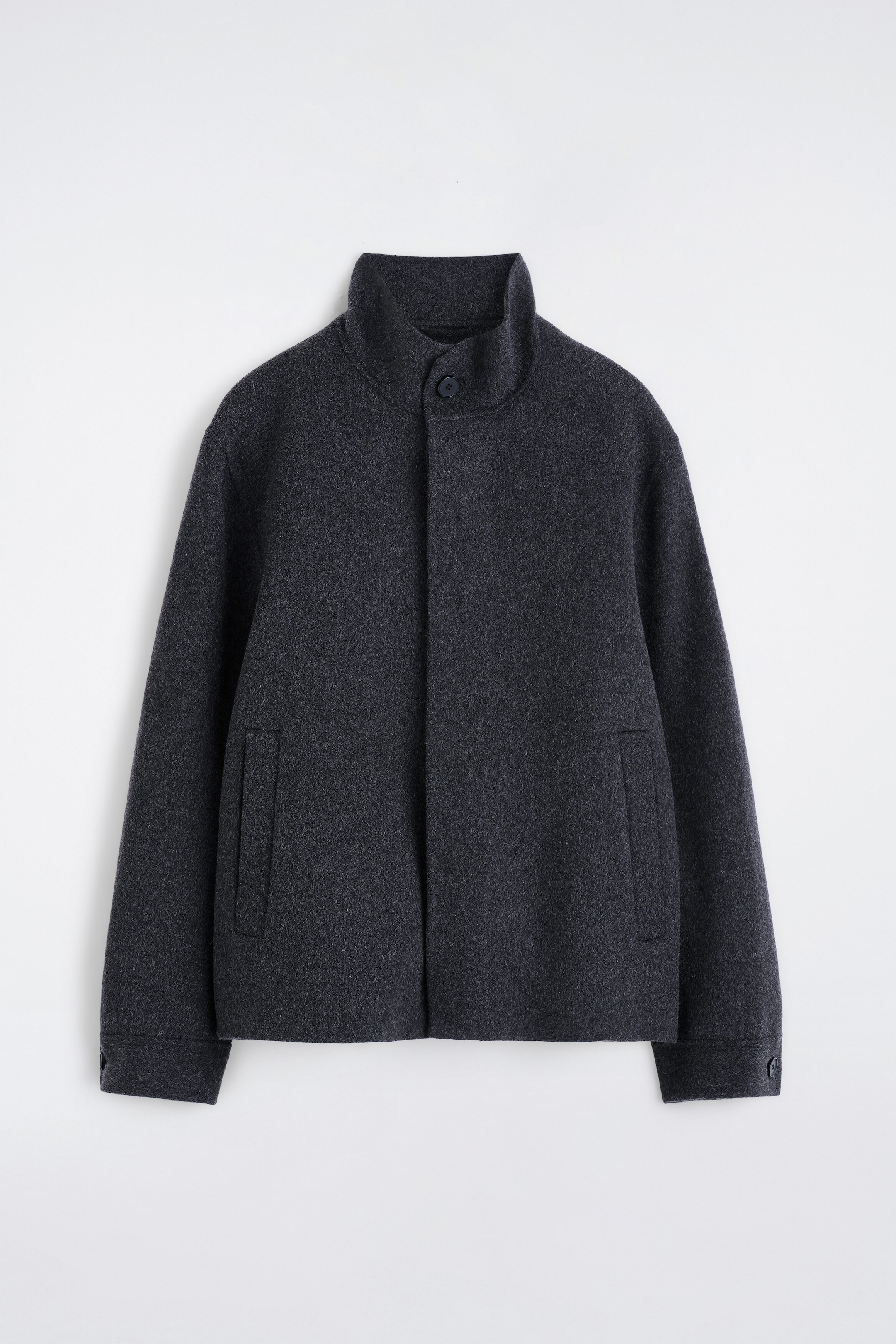 DOUBLE-FACED WOOL FUNNEL-NECK JACKET