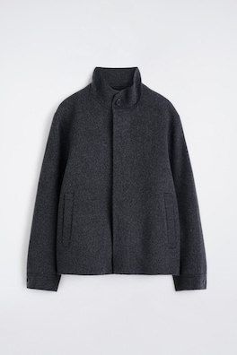 DOUBLE-FACED WOOL MOCK-NECK JACKET — CHARCOAL MÉLANGE 10