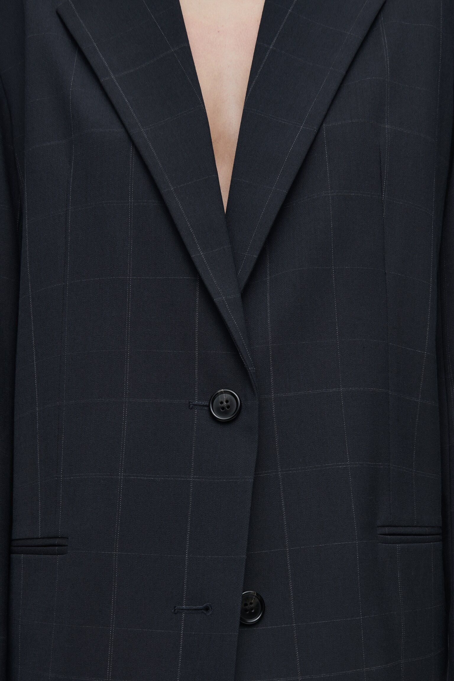 OVERSIZED WINDOWPANE-CHECK BLAZER - NAVY / CHECKED - 9