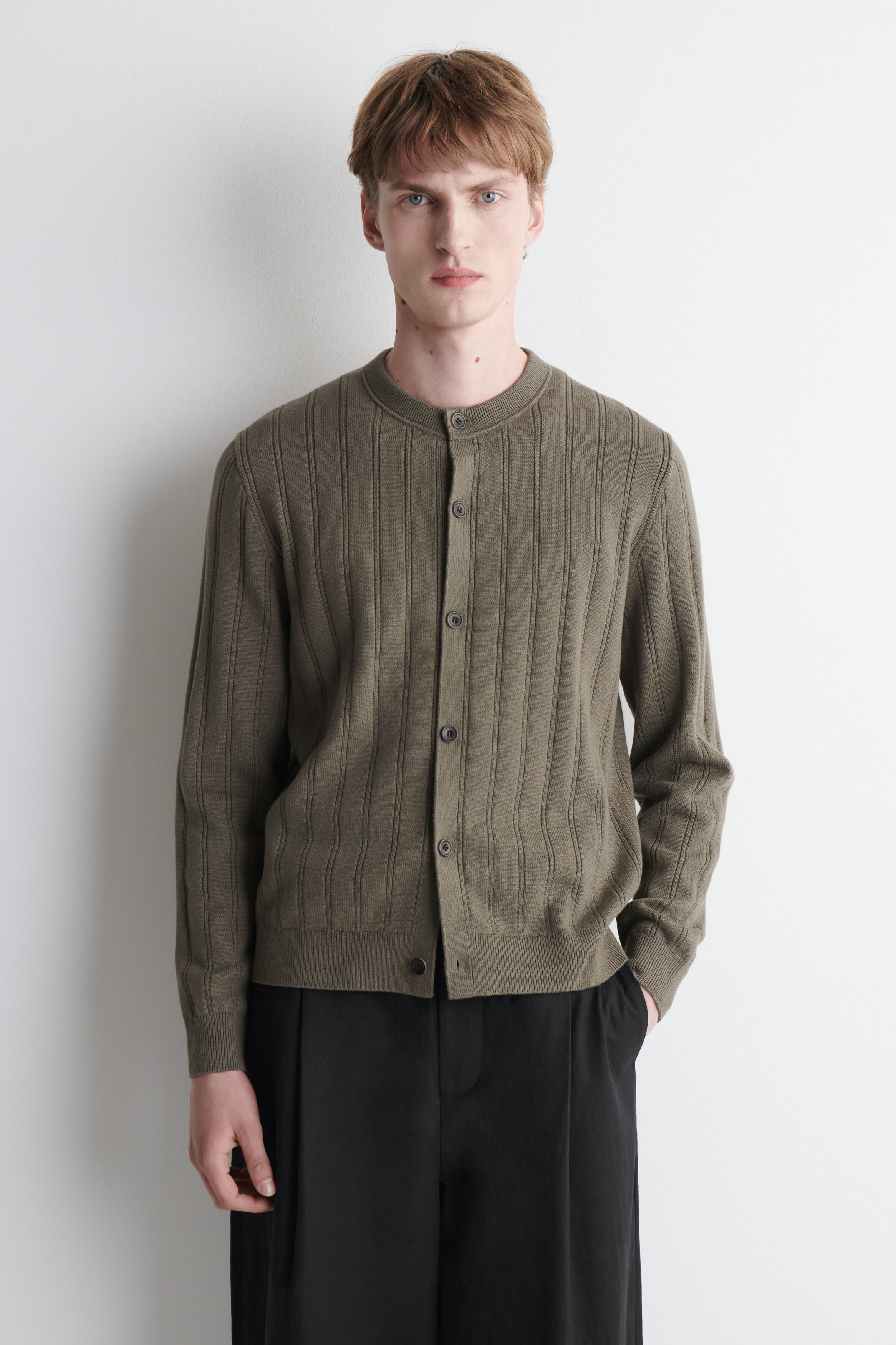 RIBBED WOOL-COTTON CARDIGAN - thumbnail 7