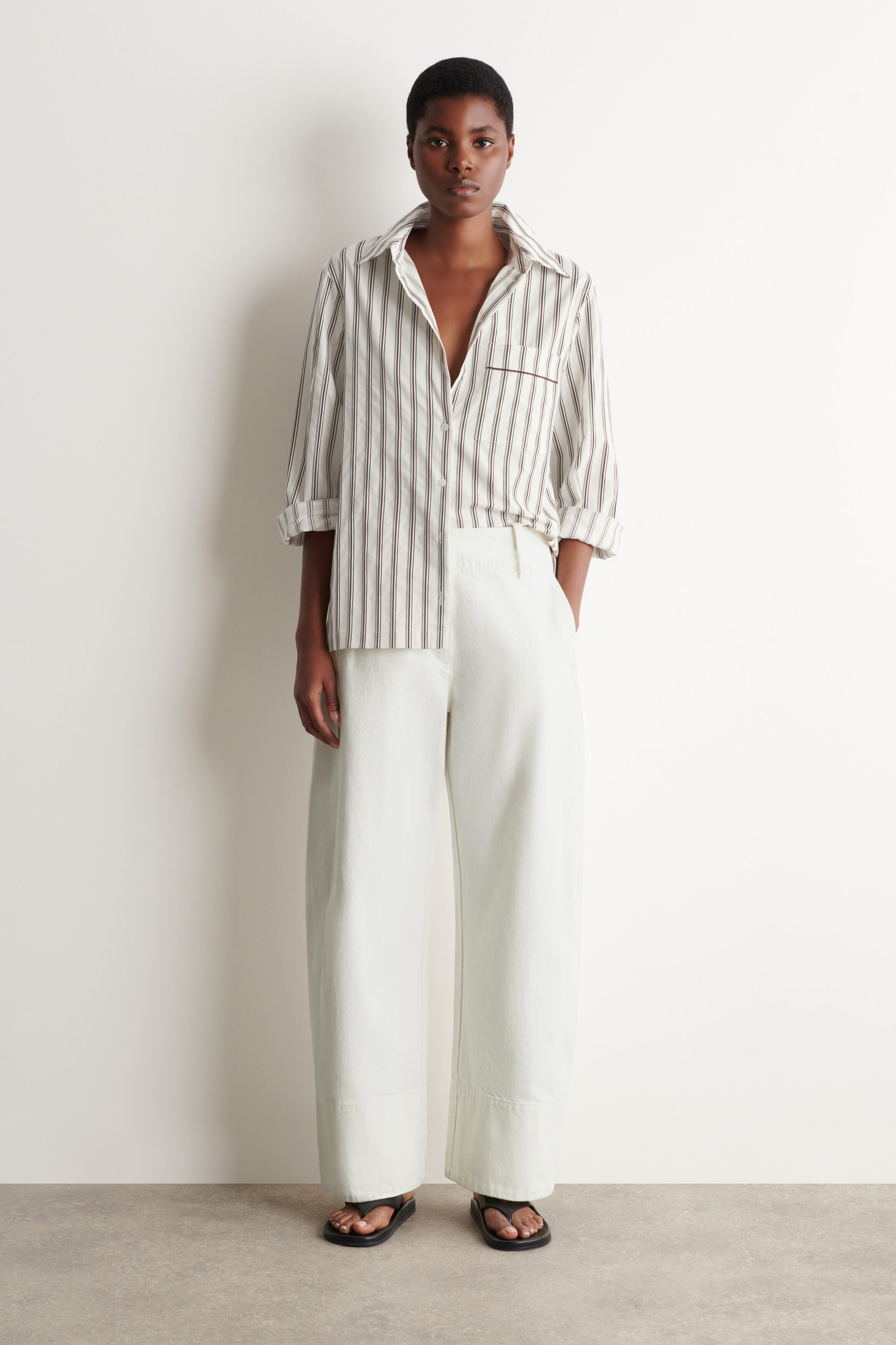 Denim Barrel-Leg Pants