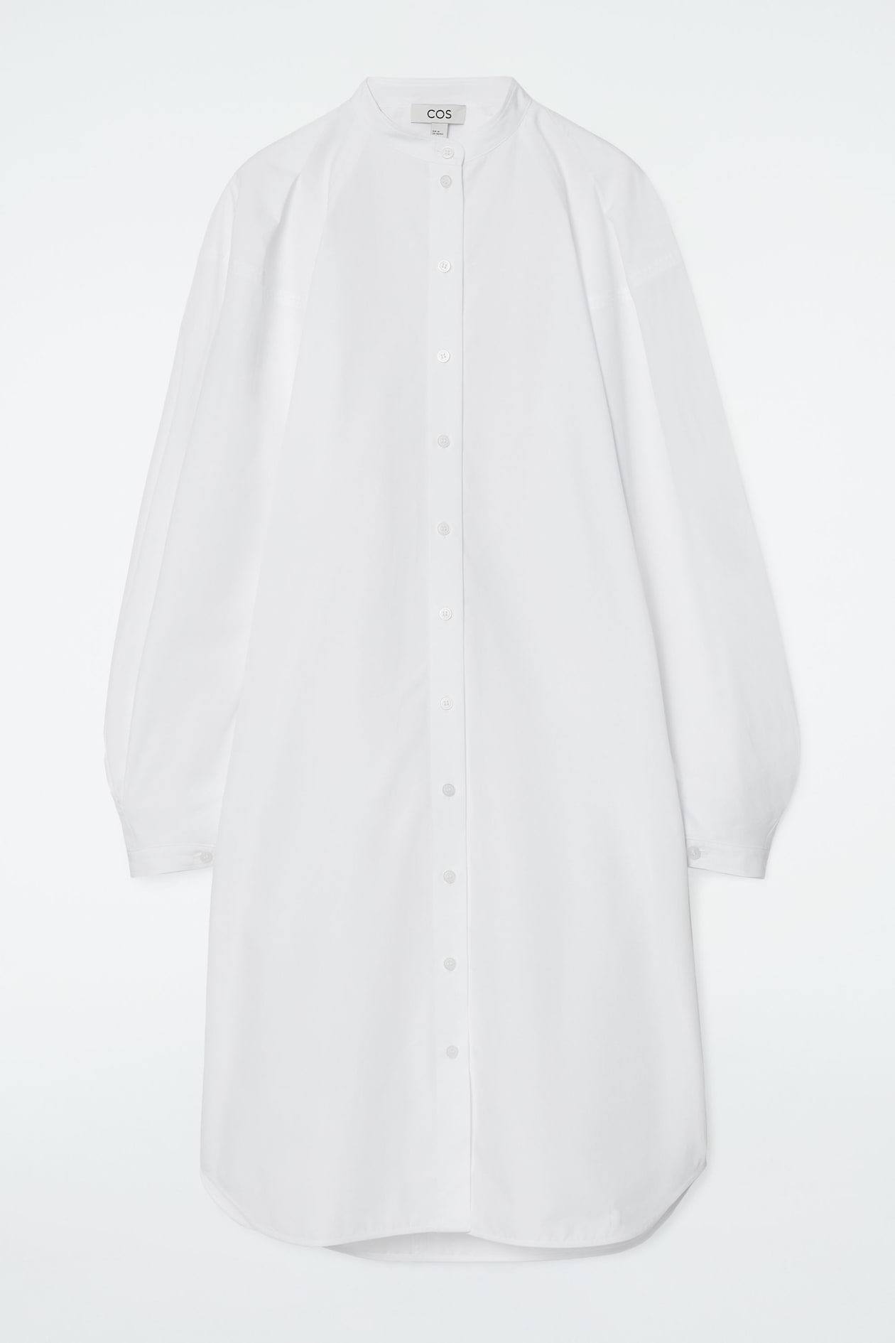 GRANDAD-COLLAR MIDI SHIRT DRESS
