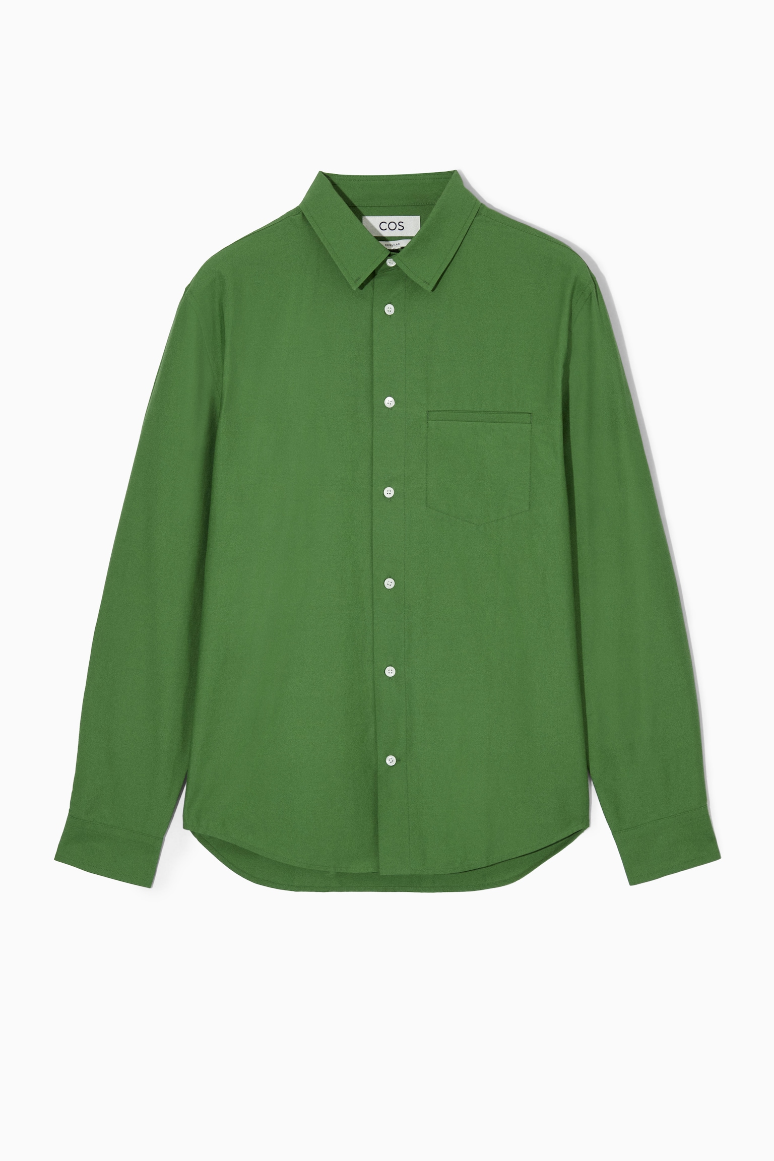 TOPSTITCHED COTTON SHIRT - GREEN