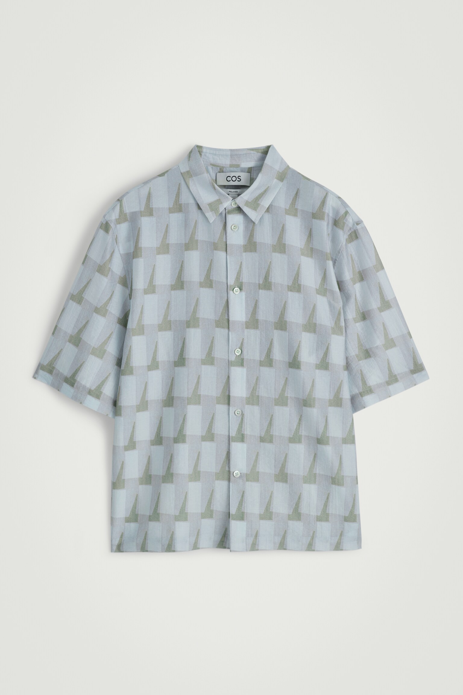 CHEMISE À MANCHES COURTES ET IMPRIMÉ GÉOMÉTRIQUE - BLEU CLAIR / IMPRIMÉ - 2