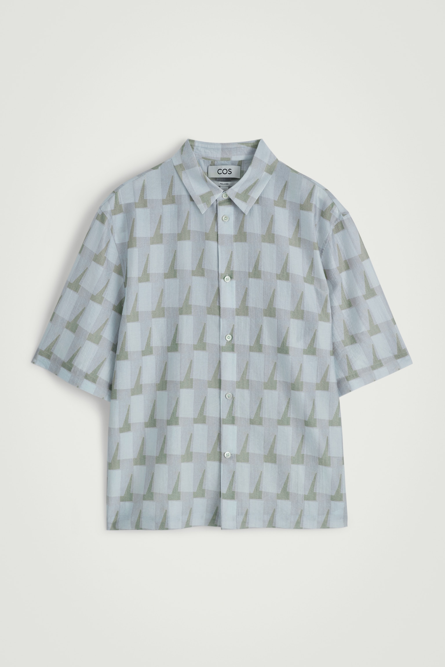 CHEMISE À MANCHES COURTES ET IMPRIMÉ GÉOMÉTRIQUE - BLEU CLAIR / IMPRIMÉ - 2