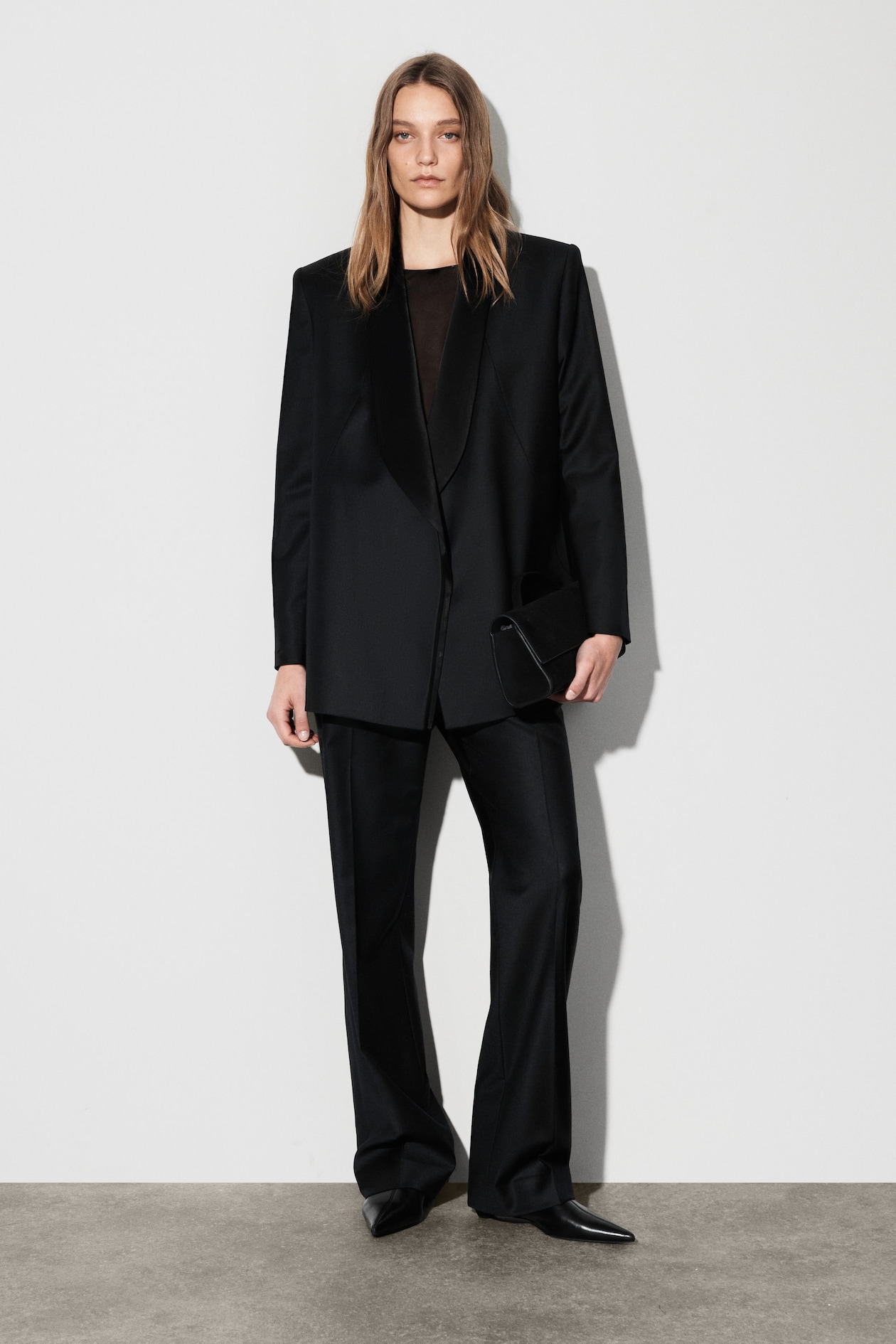 WOOL-SATIN TUXEDO BLAZER