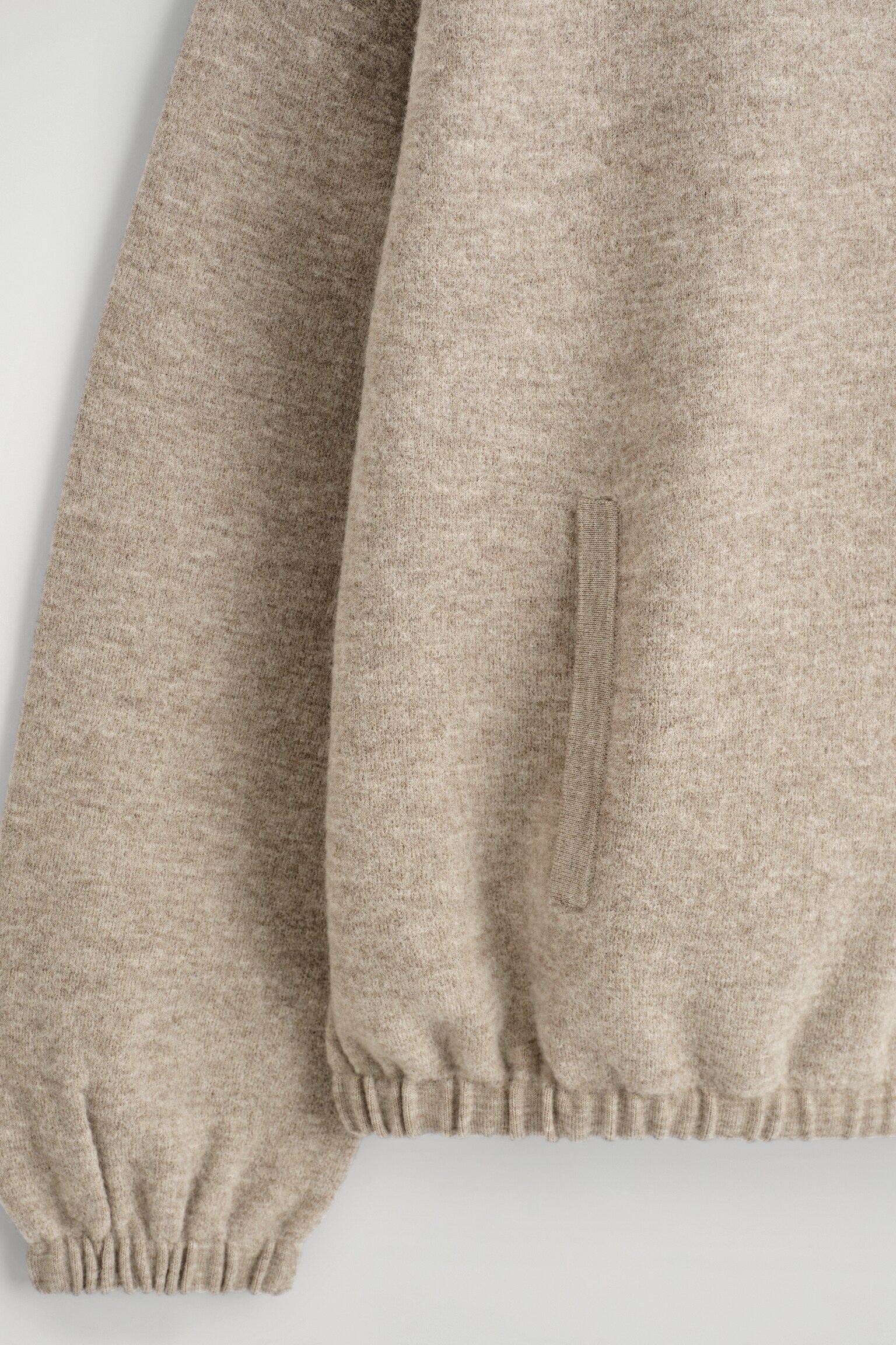 BOILED MERINO WOOL ZIP-UP JUMPER - BEIGE MÉLANGE/BROWN MÉLANGE - 7