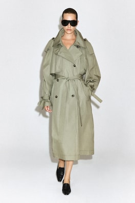 mock-NECK COTTON TRENCH COAT — LIGHT KHAKI 2