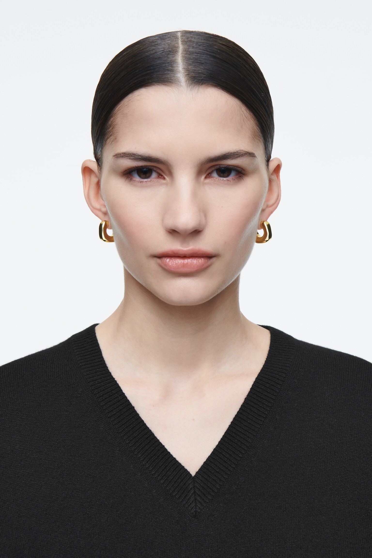 MINI CHUNKY SQUARED HOOP EARRINGS - GOLD
