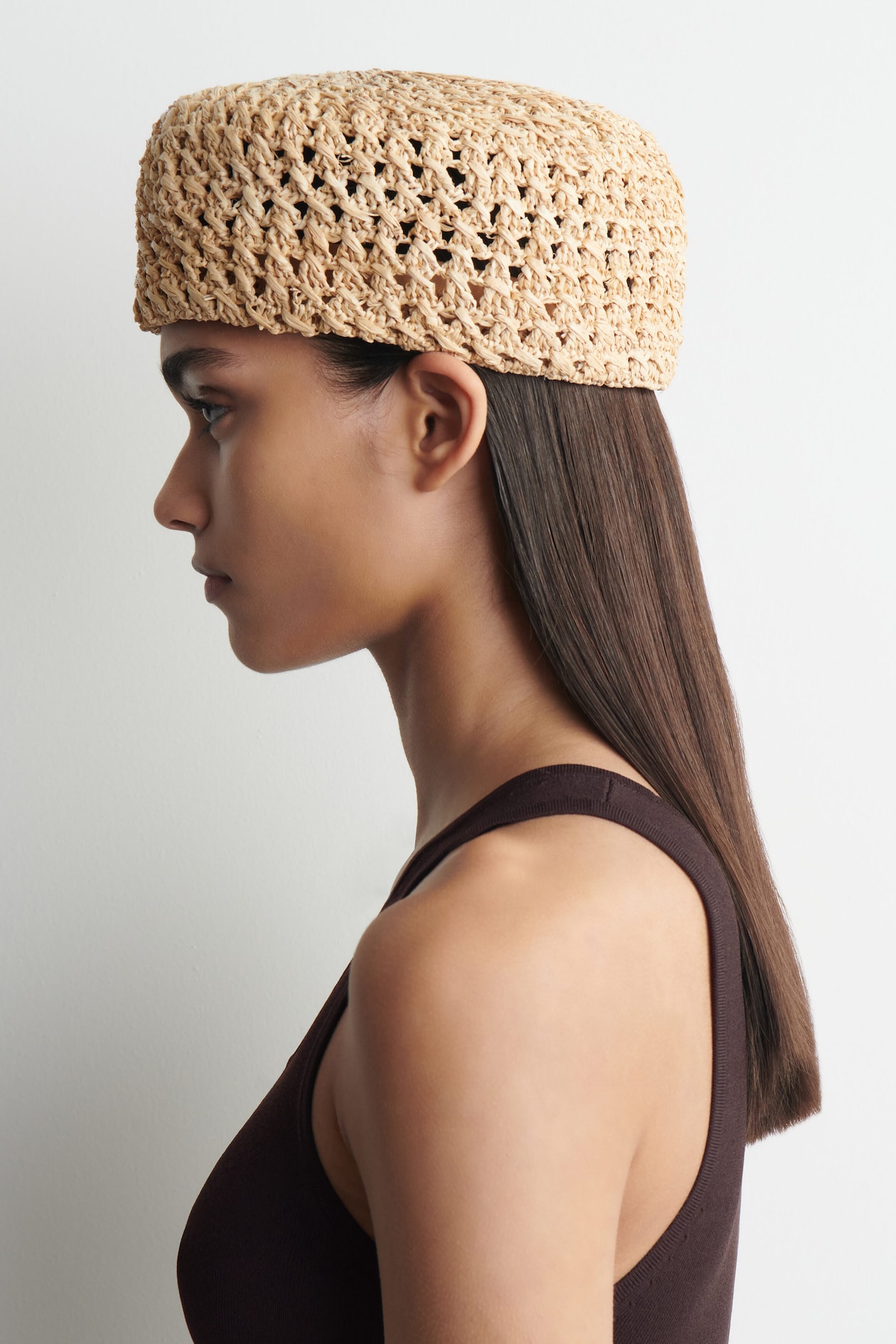 RAFFIA BERET — BEIGE