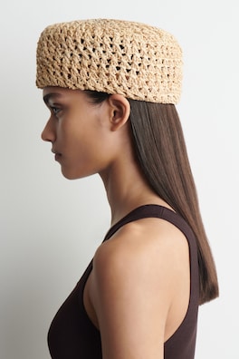 RAFFIA BERET — BEIGE 2