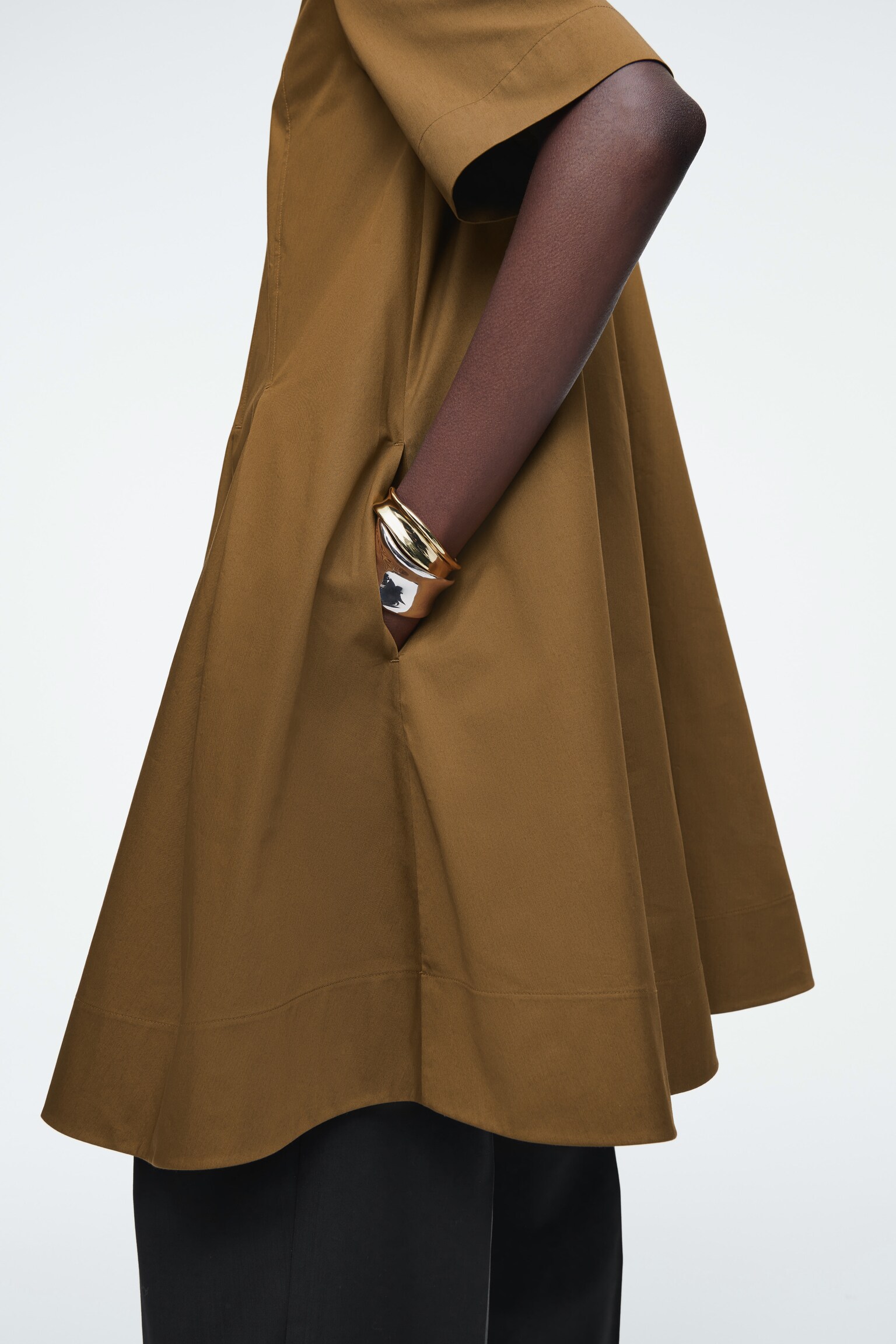 ROBE COURTE PLISSÉE ET ZIPPÉE EN COTON - BRUN/BRUN FONCÉ/BLANC - 4