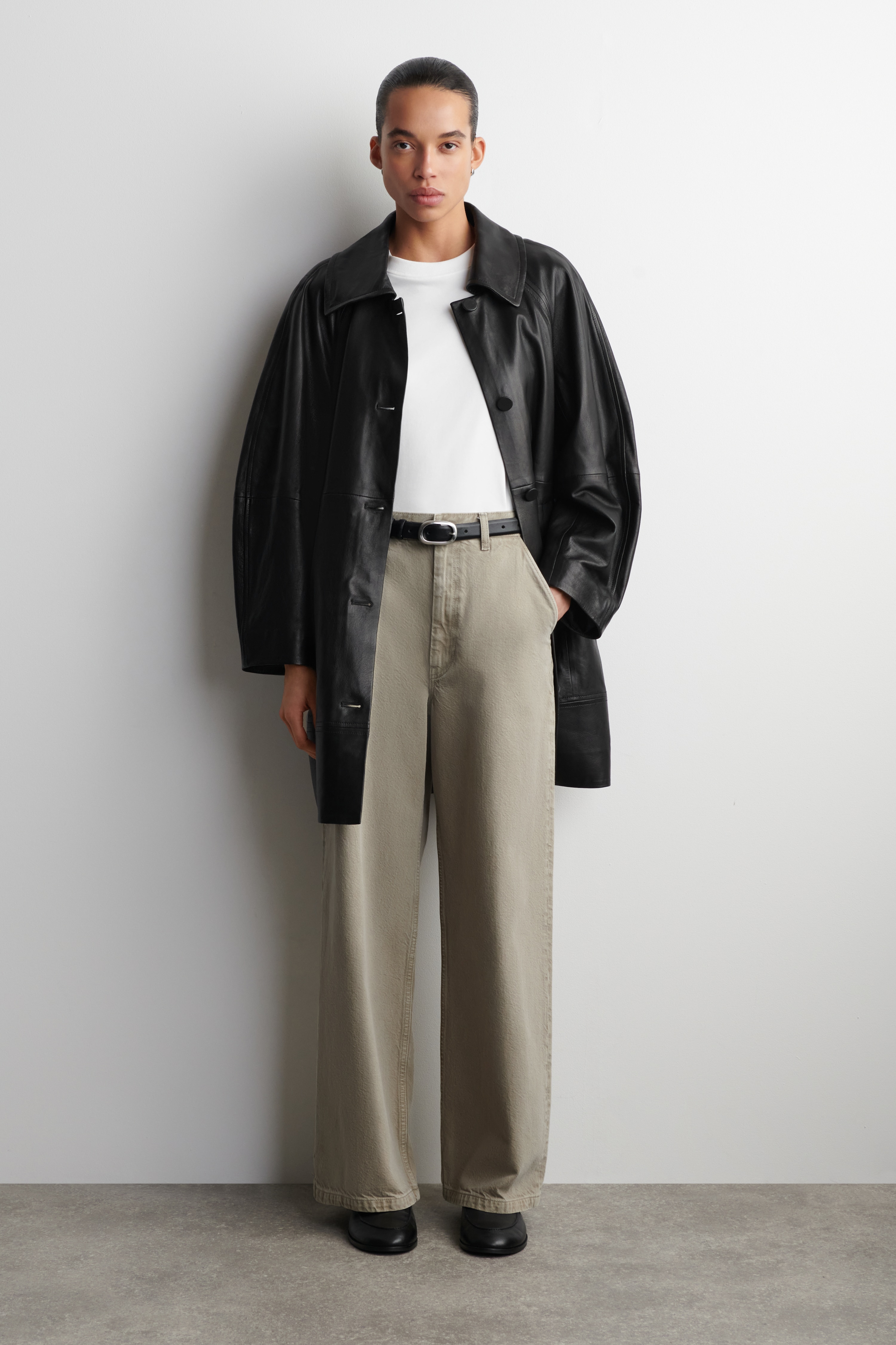 SZEROKIE SPODNIE JEANSOWE - SZARY