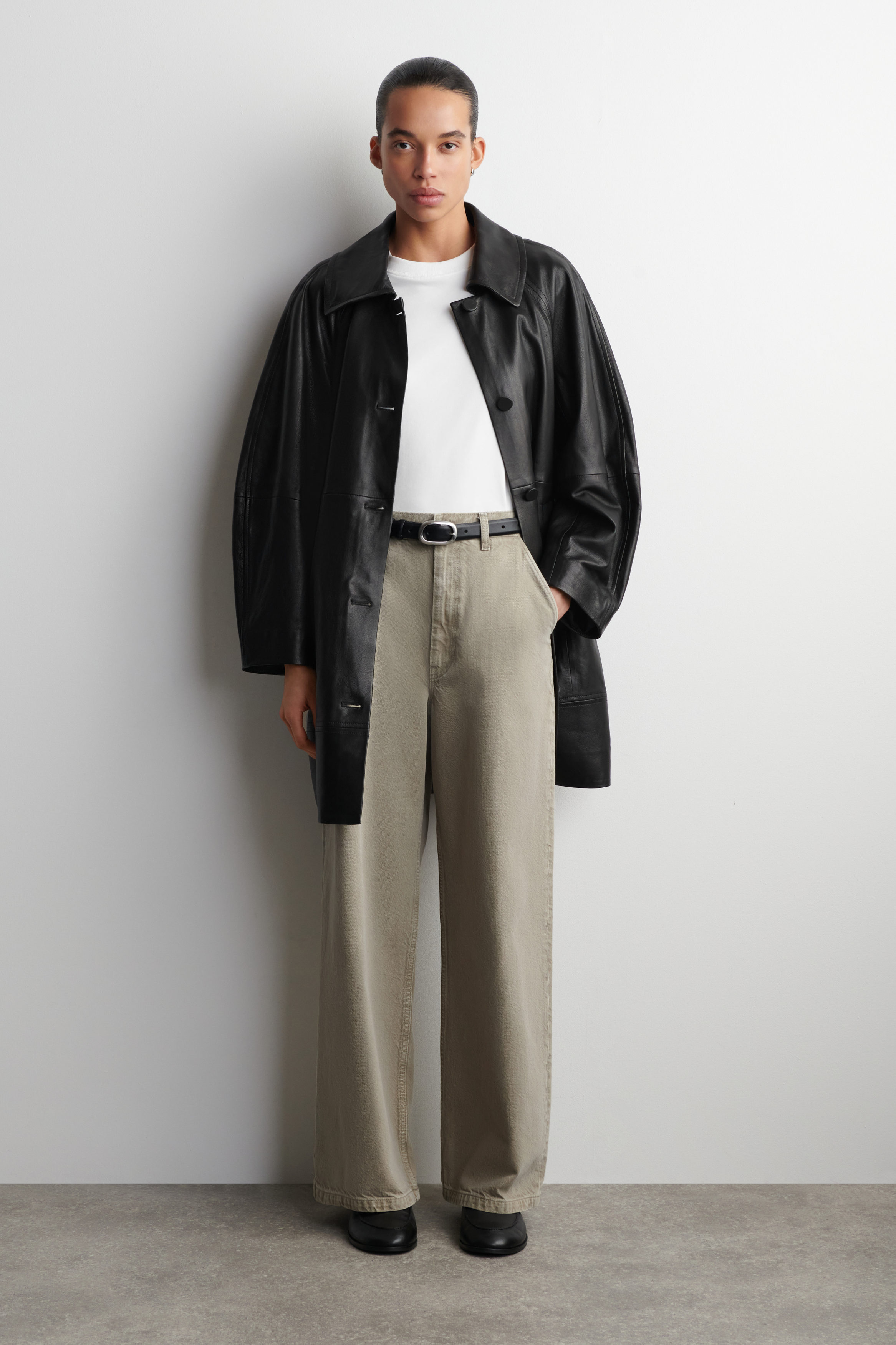 WIDE-LEG DENIM PANTS - GRAY | COS US