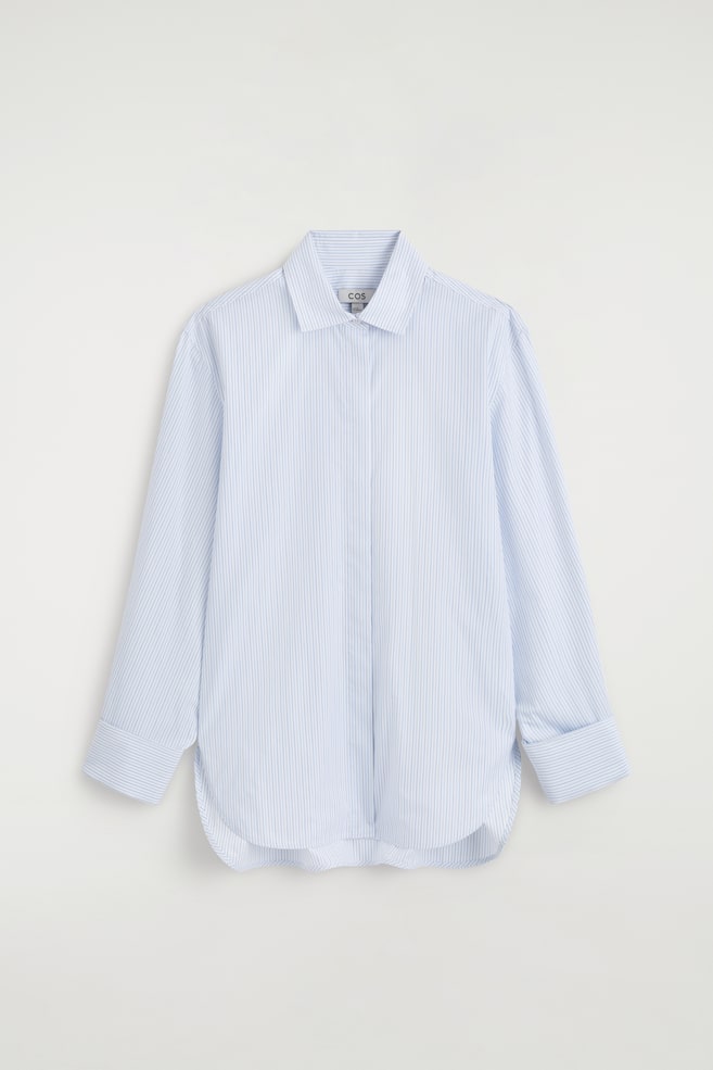 CAMISA MEZCLA ALGODÓN RAYAS CUELLO ITALIANO - AZUL / BLANCO / RAYAS/BLANCO/LILA/BEIGE - 1