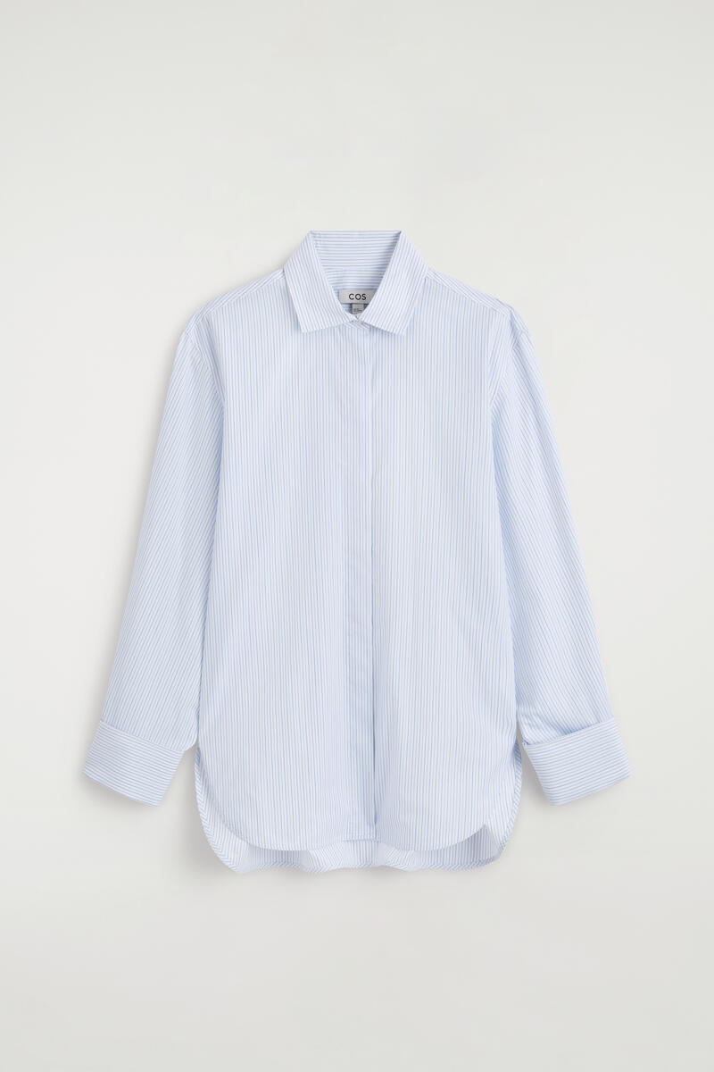 Cutaway-Collar Striped Cotton-Blend Shirt