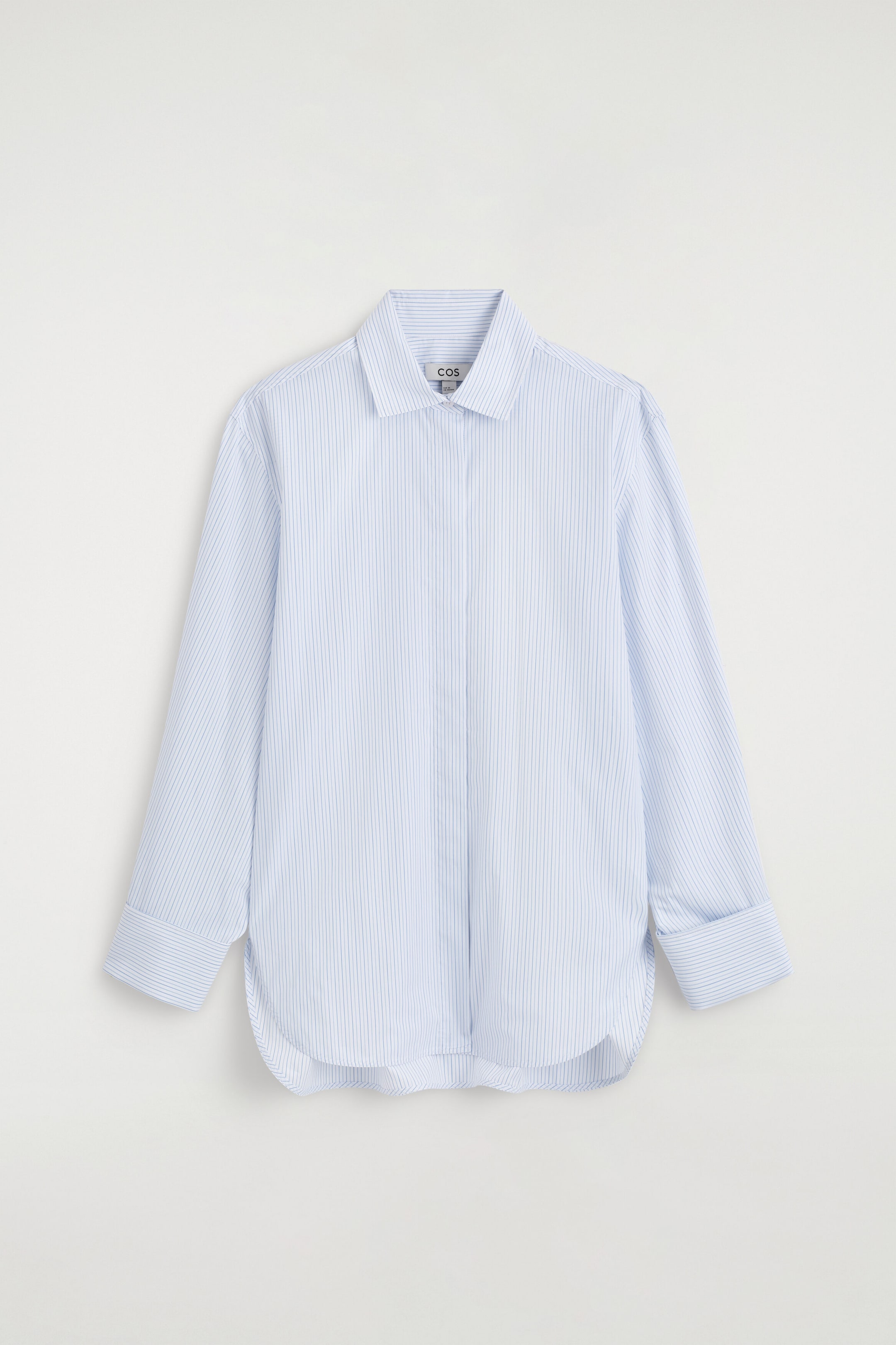 CUTAWAY-COLLAR STRIPED COTTON-BLEND SHIRT