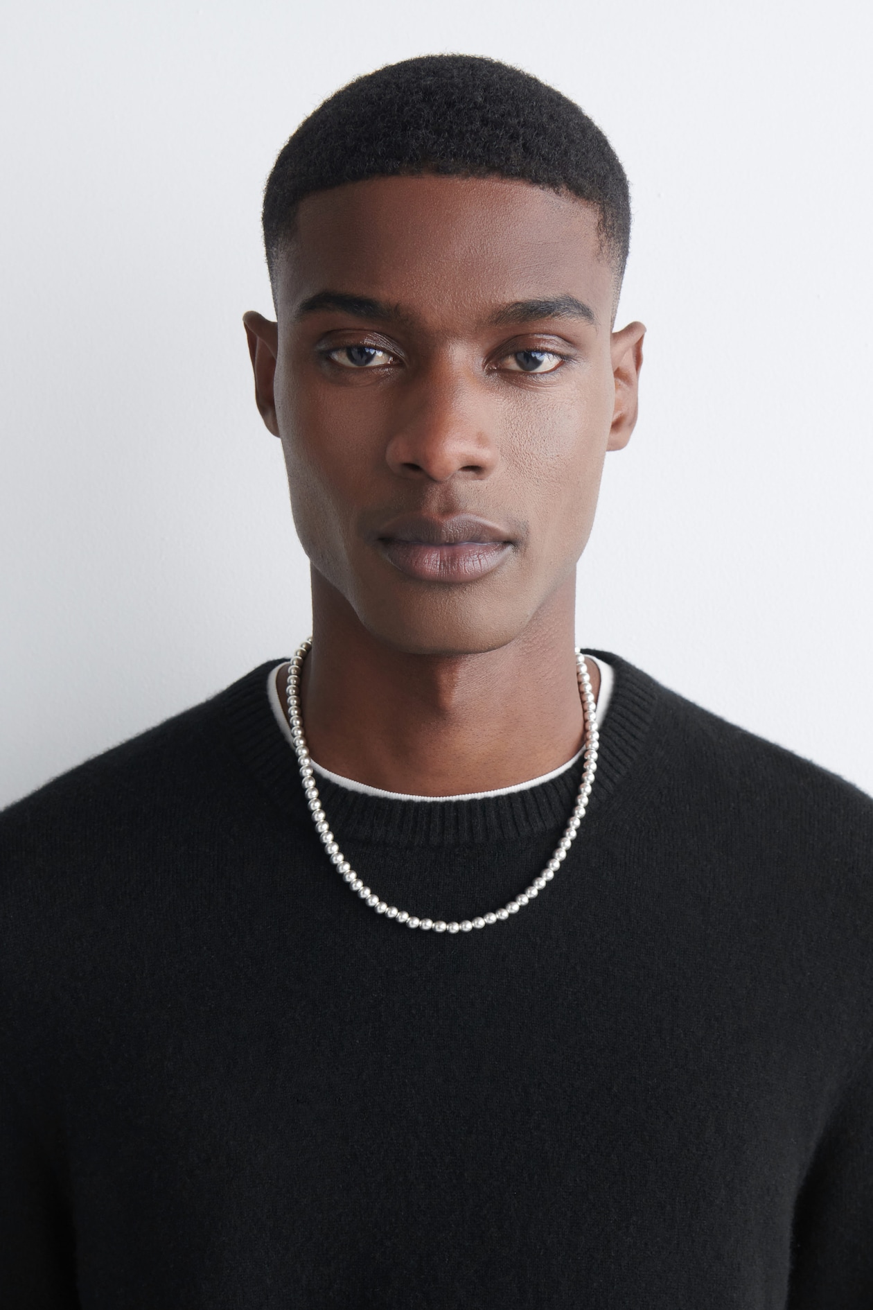 BEADED NECKLACE — SILVER