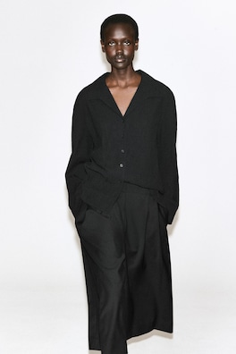 CRINKLED-JERSEY SHIRT — BLACK 1