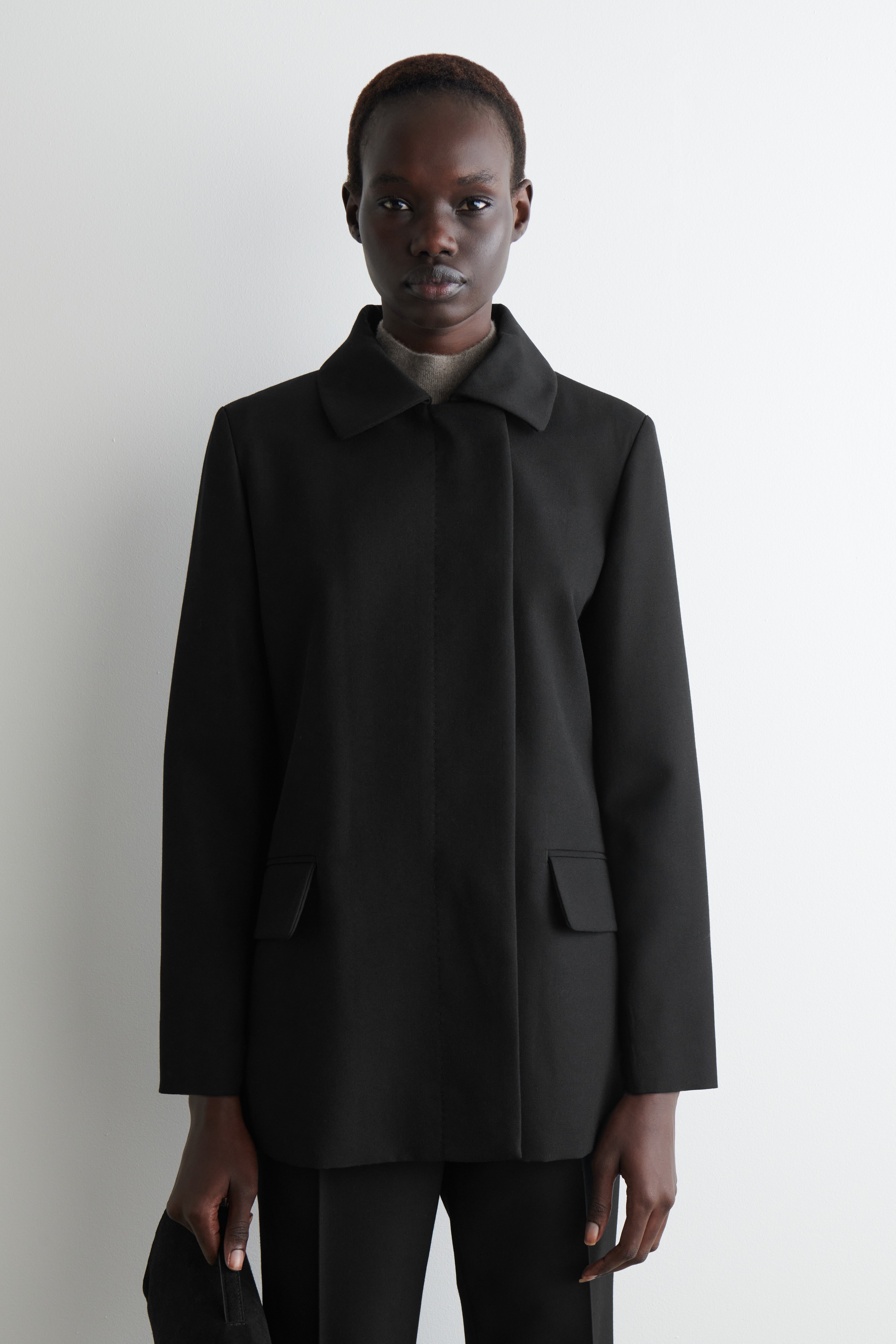 Σακάκι ραμμένο με μείγμα μαλλιού - Μαύρο/ΣΚΟΥΡΟ ΚΑΦΕ