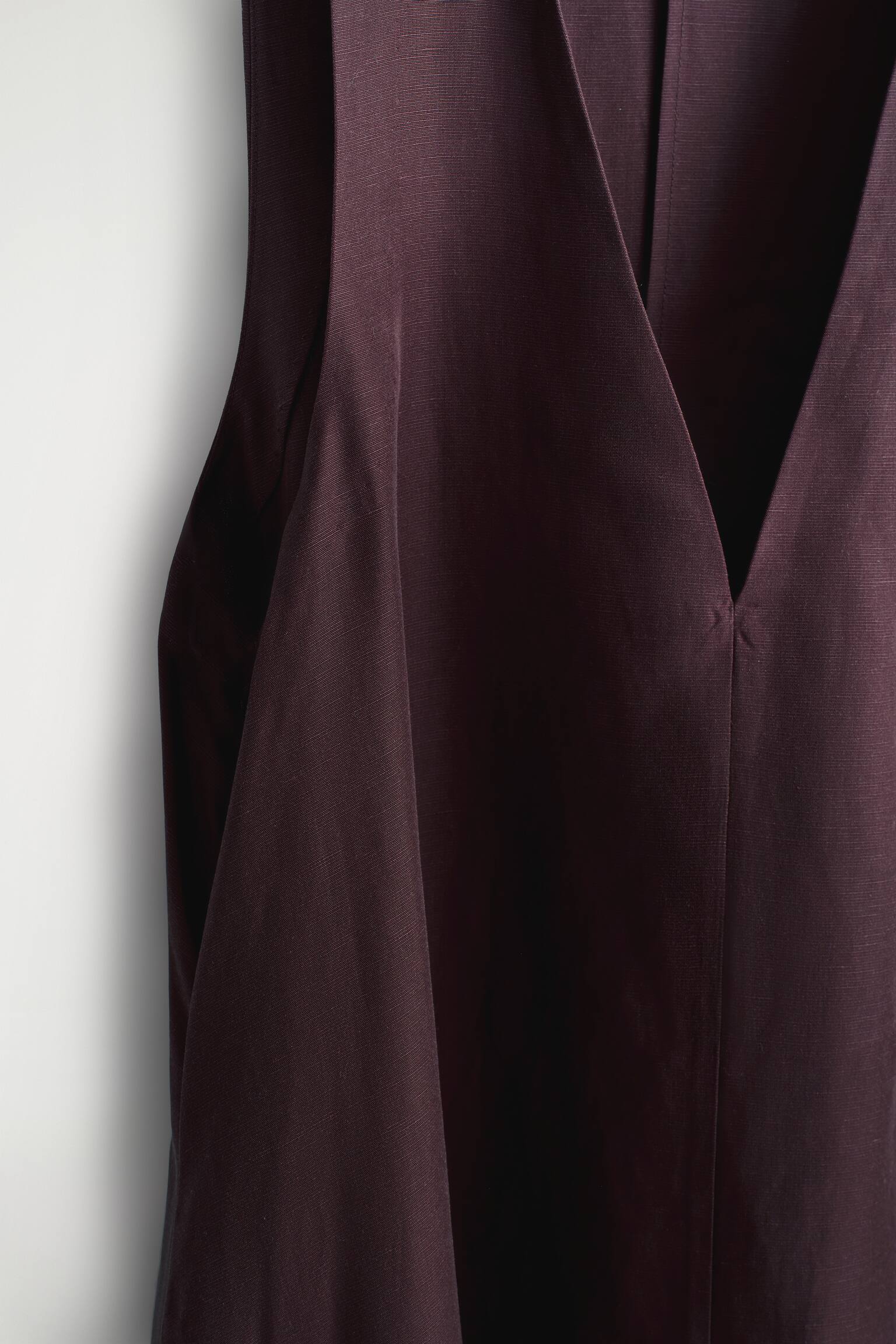 Vestido longo evasê em mistura de linho - Vermelho escuro - 6